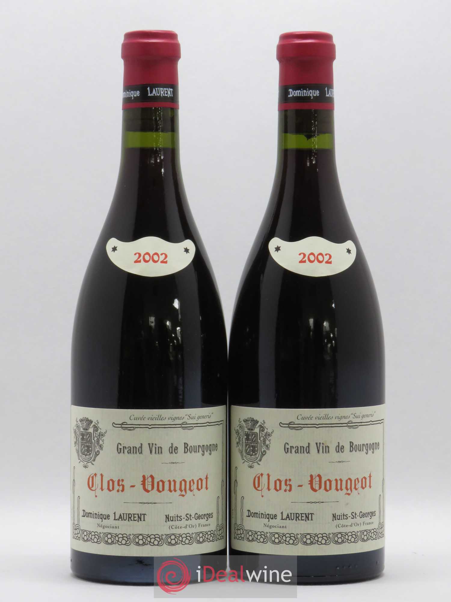 Clos de Vougeot Grand Cru Vieilles vignes Sui Generis Dominique Laurent 2002 - Lot de 2 bouteilles - 0