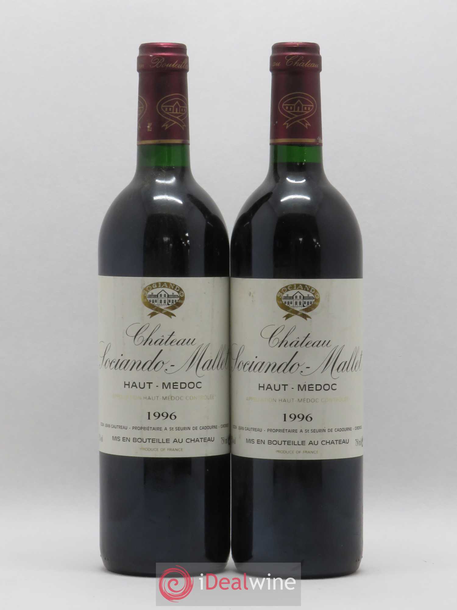 Château Sociando Mallet 1996 - Lot de 2 bouteilles - 0