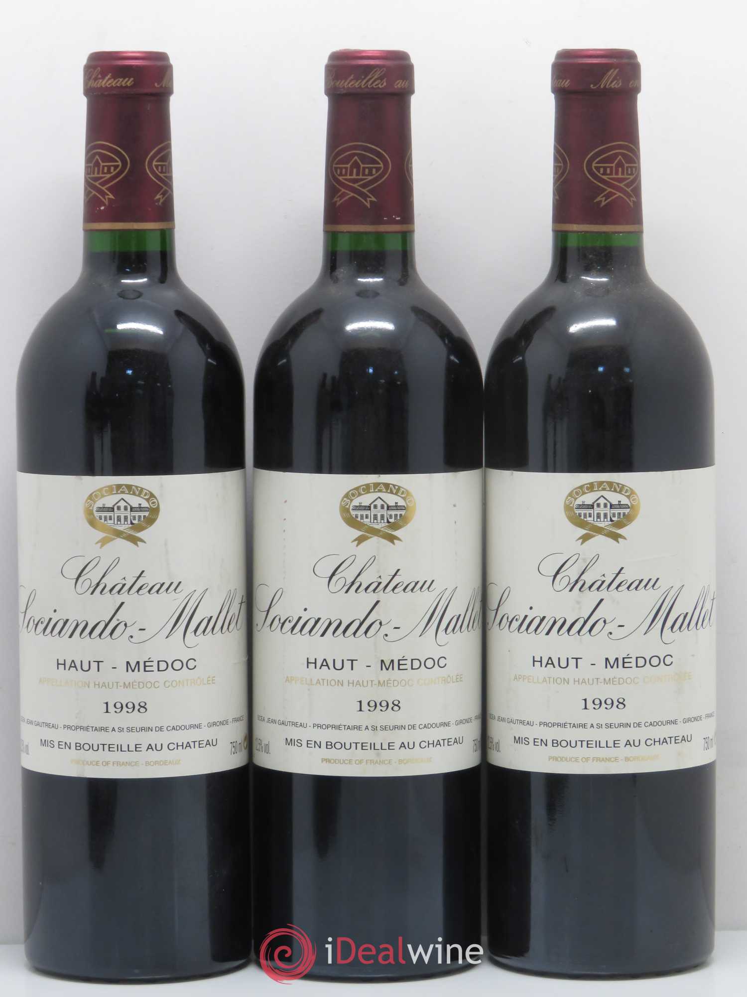 Château Sociando Mallet 1998 - Lot de 6 bouteilles - 1