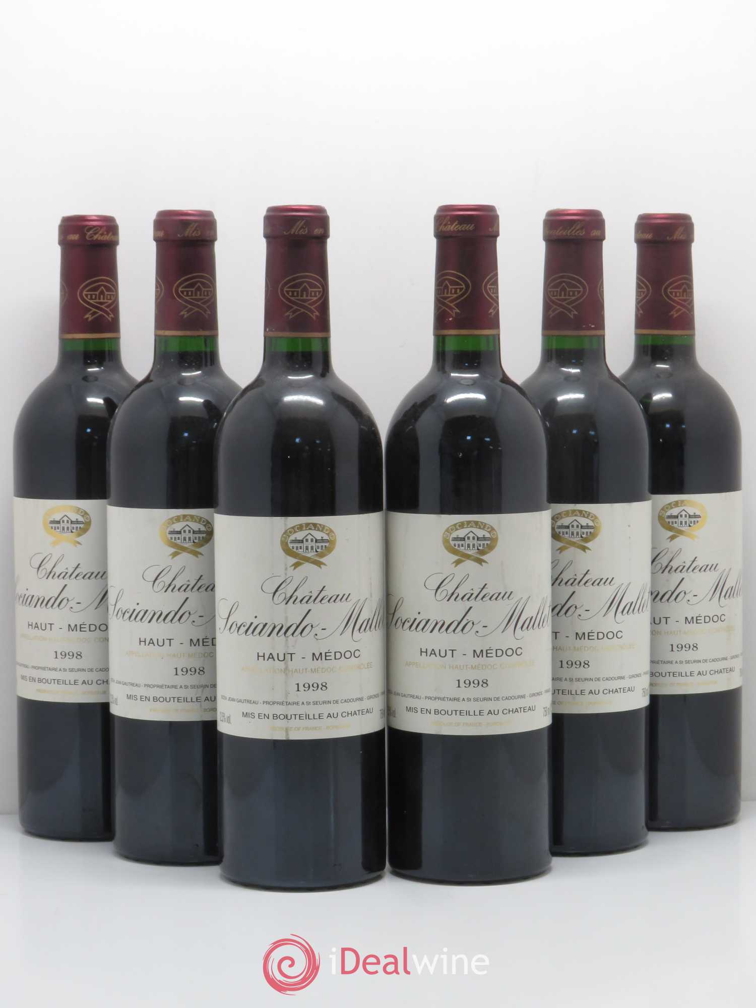 Château Sociando Mallet 1998 - Lot de 6 bouteilles - 0