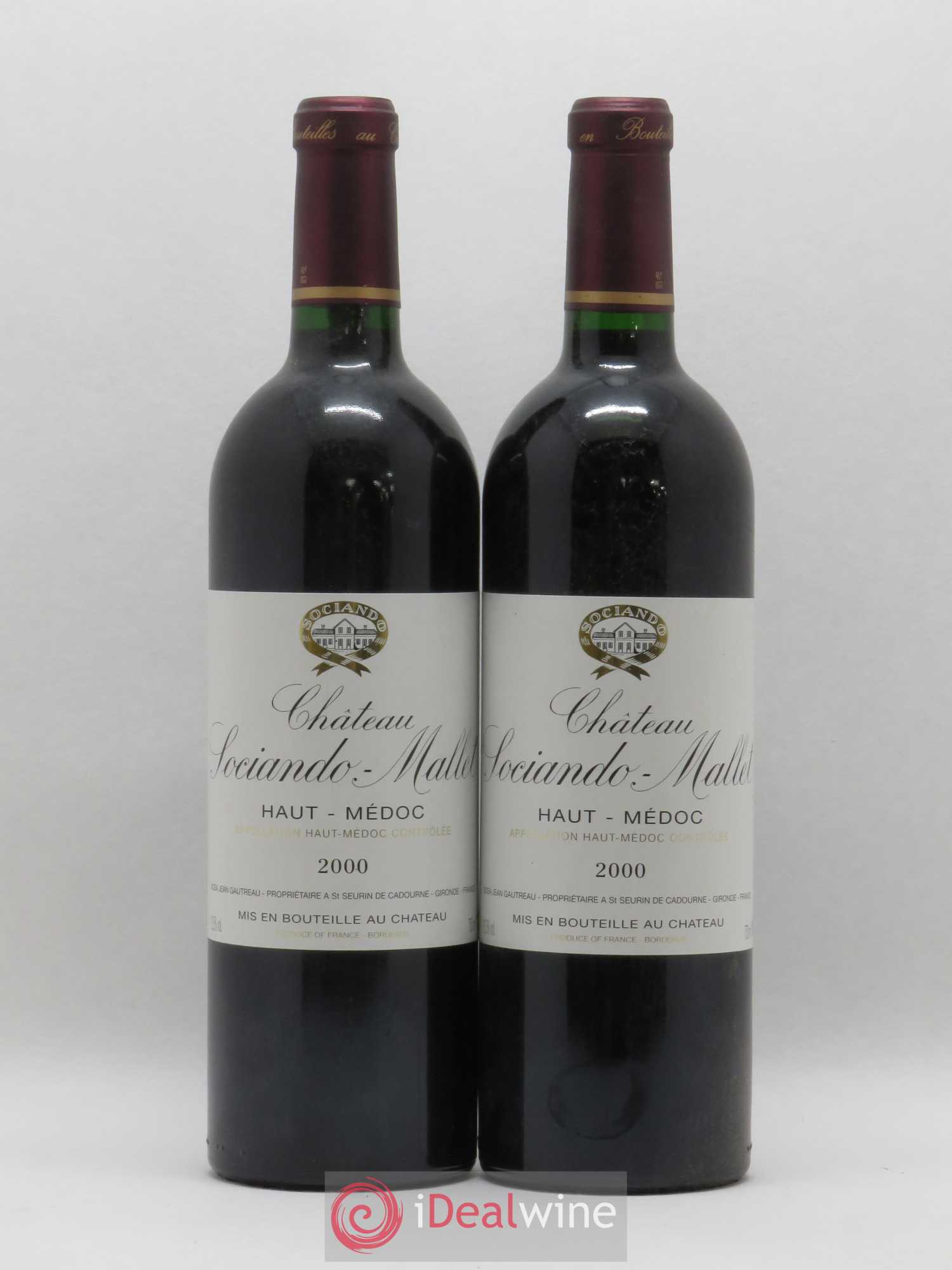 Château Sociando Mallet 2000 - Lot de 2 bouteilles - 0
