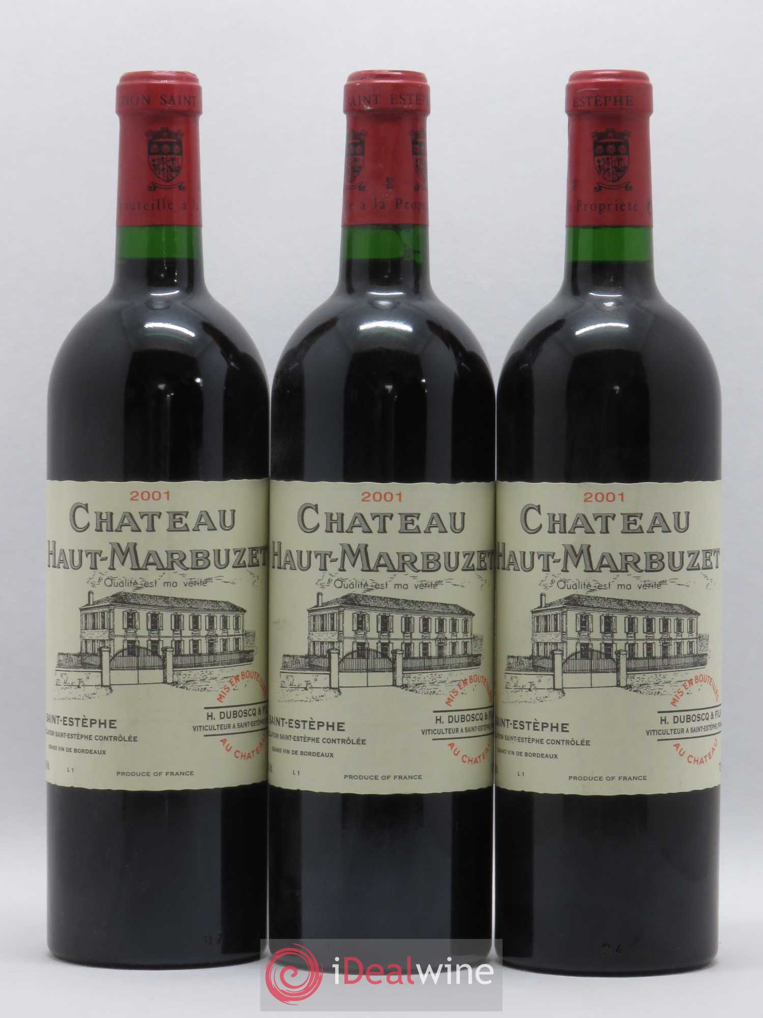 Château Haut Marbuzet 2001 - Lot de 3 bouteilles - 0
