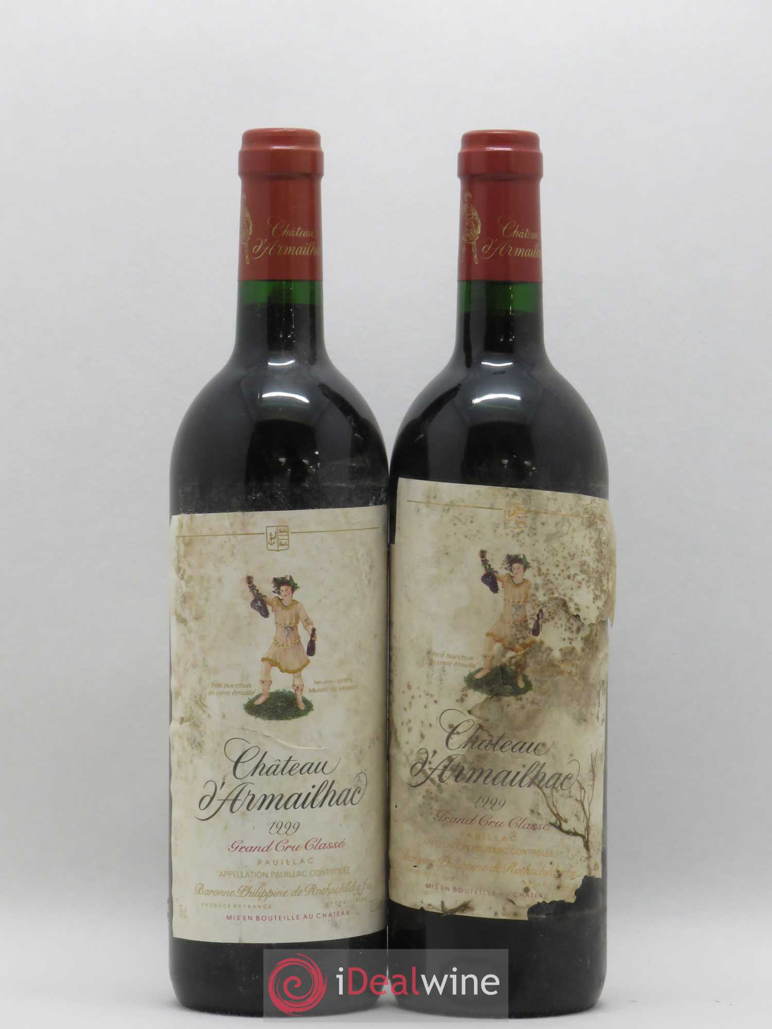 Château d' Armailhac - Mouton Baron(ne) Philippe 5ème Grand Cru Classé 1999 - Lot de 2 bouteilles - 0