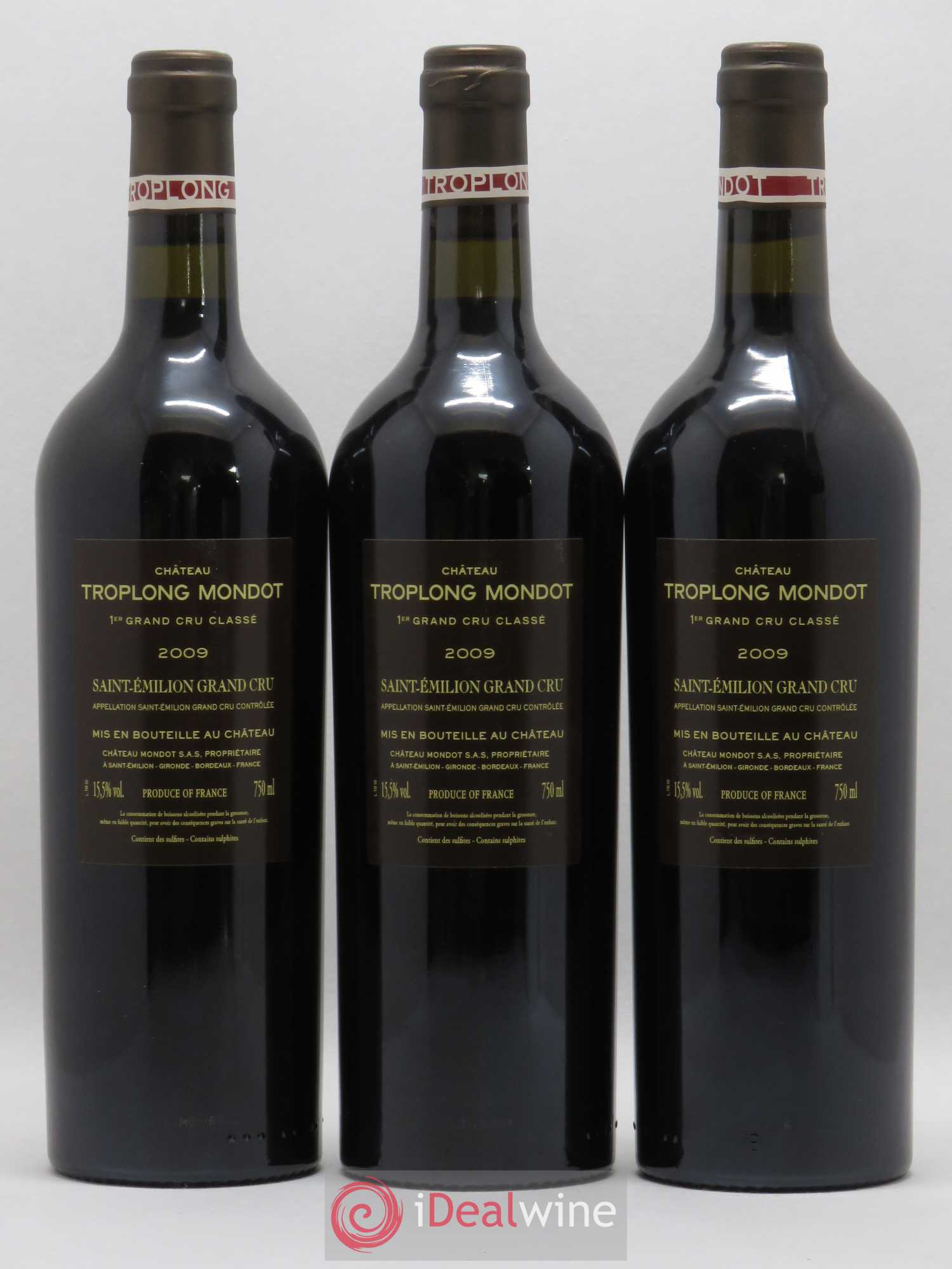Château Troplong Mondot 1er Grand Cru Classé B 2009 - Lot de 3 bouteilles - 1
