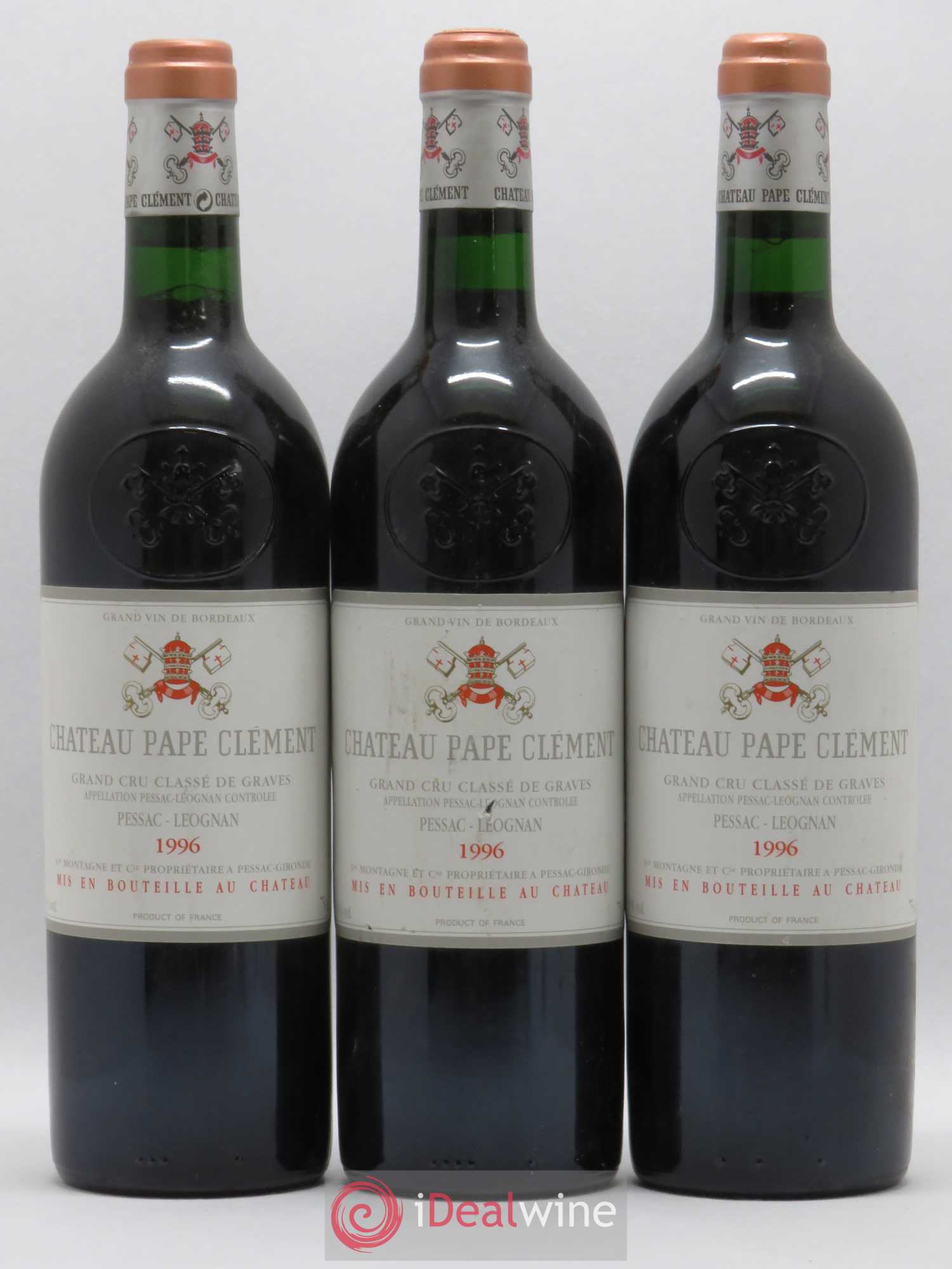 Château Pape Clément Cru Classé de Graves 1996 - Lot de 3 bouteilles - 0