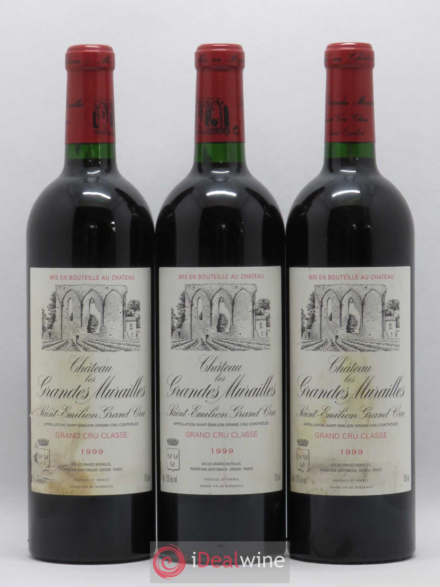Château les Grandes Murailles Grand Cru Classé 1999 - Lotto di 3 bottiglie - 0