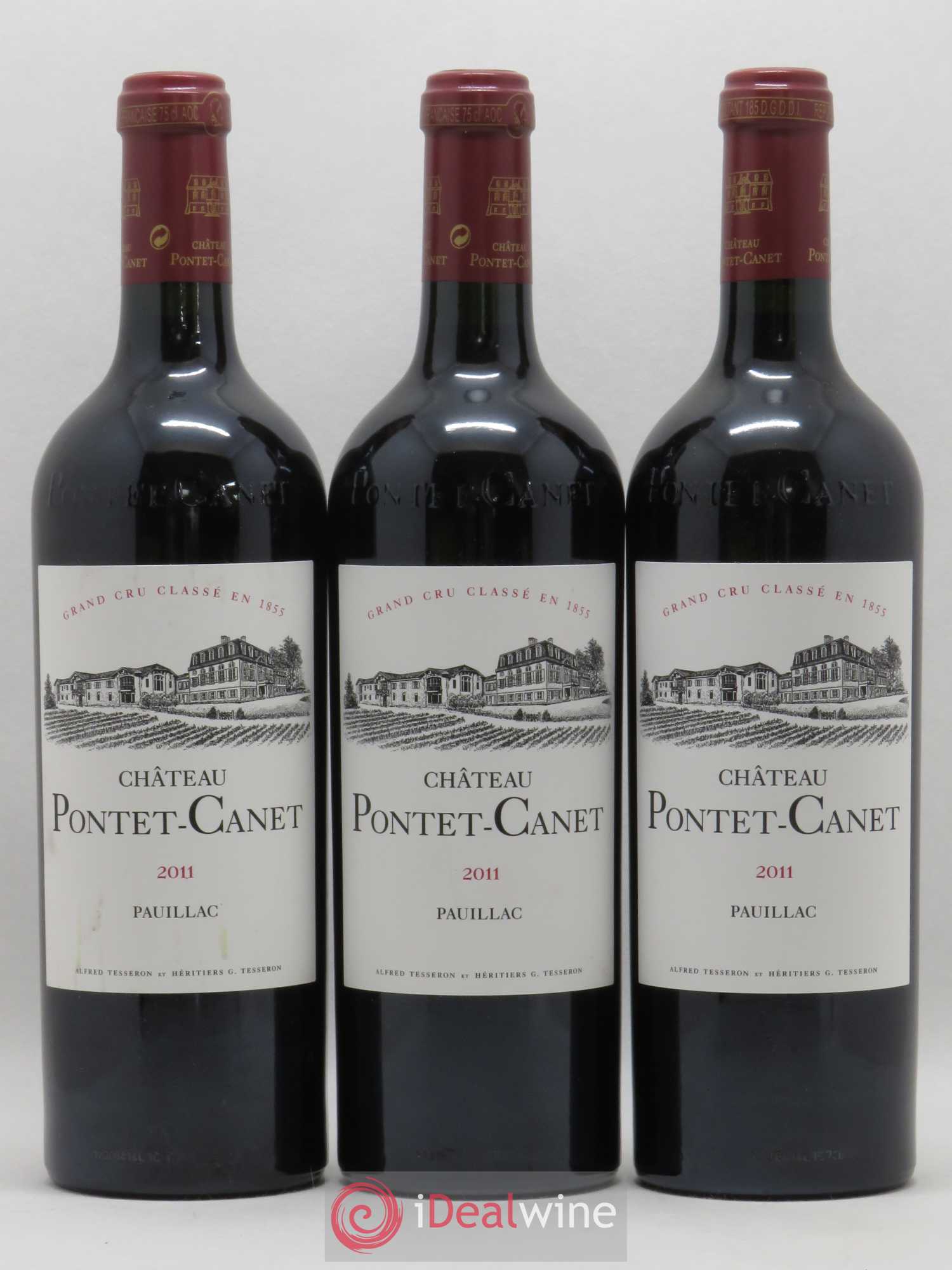 Château Pontet Canet 5ème Grand Cru Classé 2011 - Lot de 3 bouteilles - 0