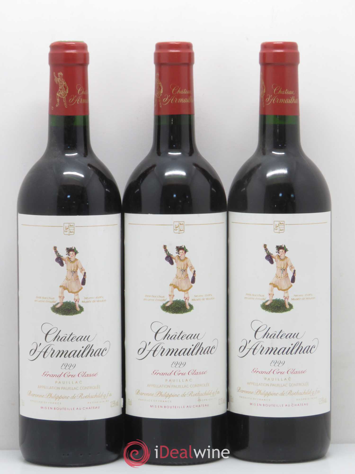 Château d' Armailhac - Mouton Baron(ne) Philippe 5ème Grand Cru Classé 1999 - Lot de 3 bouteilles - 0