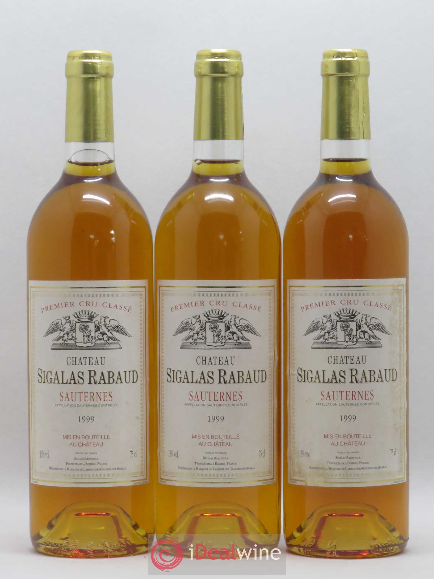 Château Sigalas Rabaud 1er Grand Cru Classé 1999 - Lotto di 3 bottiglie - 0