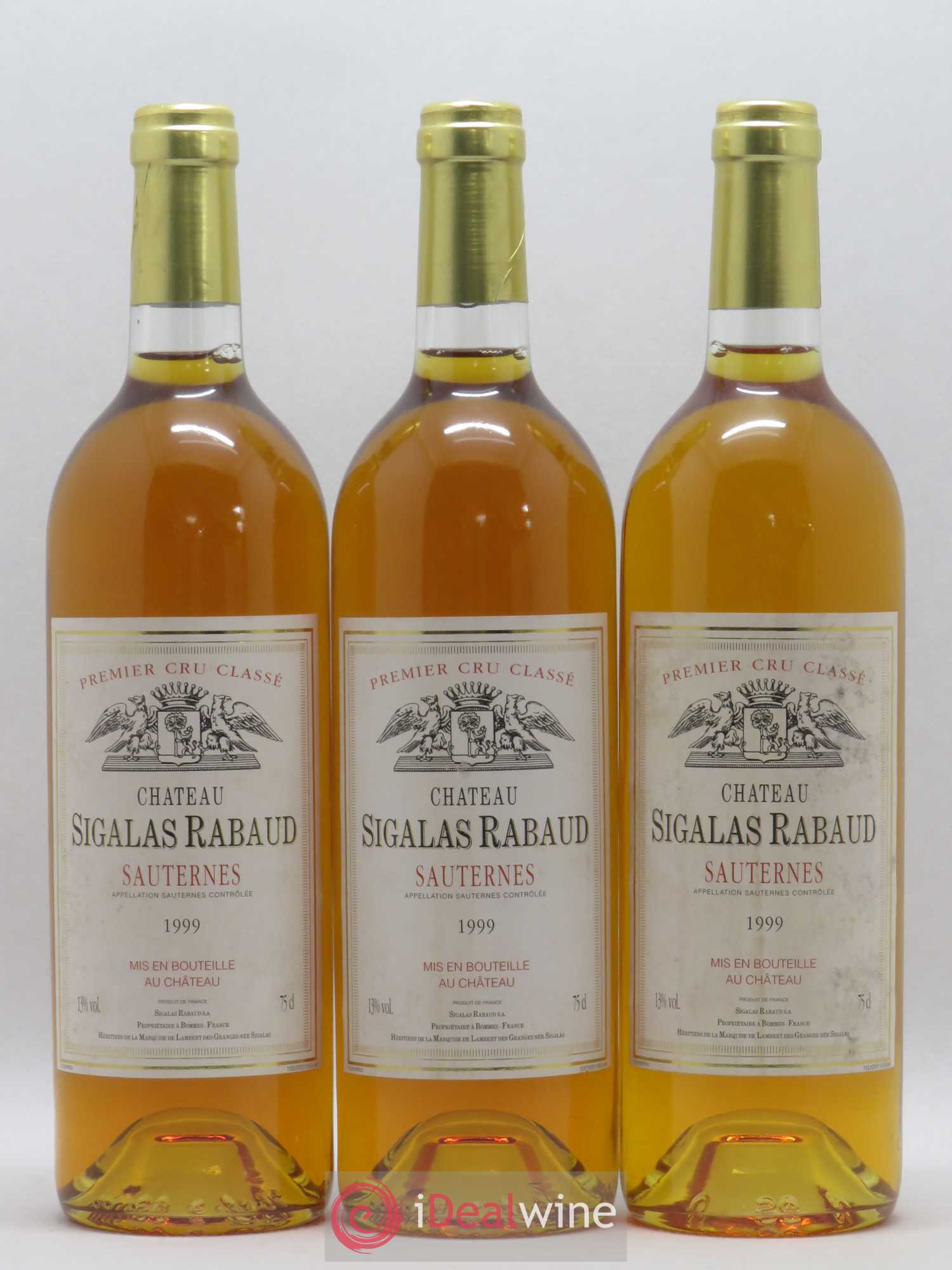 Château Sigalas Rabaud 1er Grand Cru Classé 1999 - Lotto di 3 bottiglie - 0