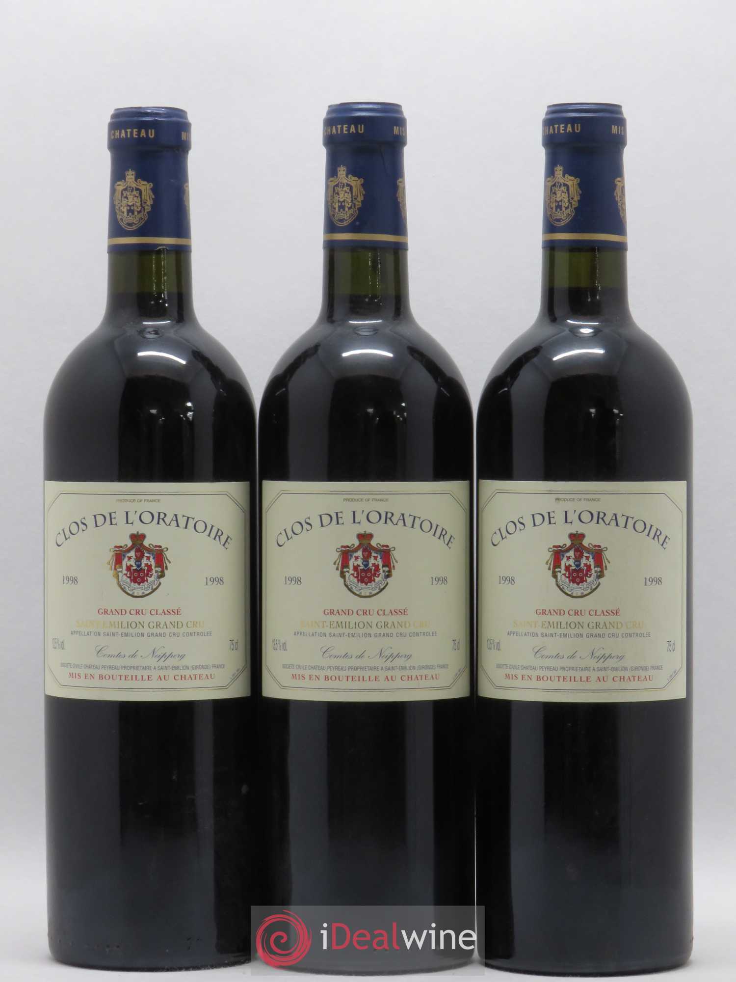 Clos de l'Oratoire Grand Cru Classé 1998 - Lot de 3 bouteilles - 0