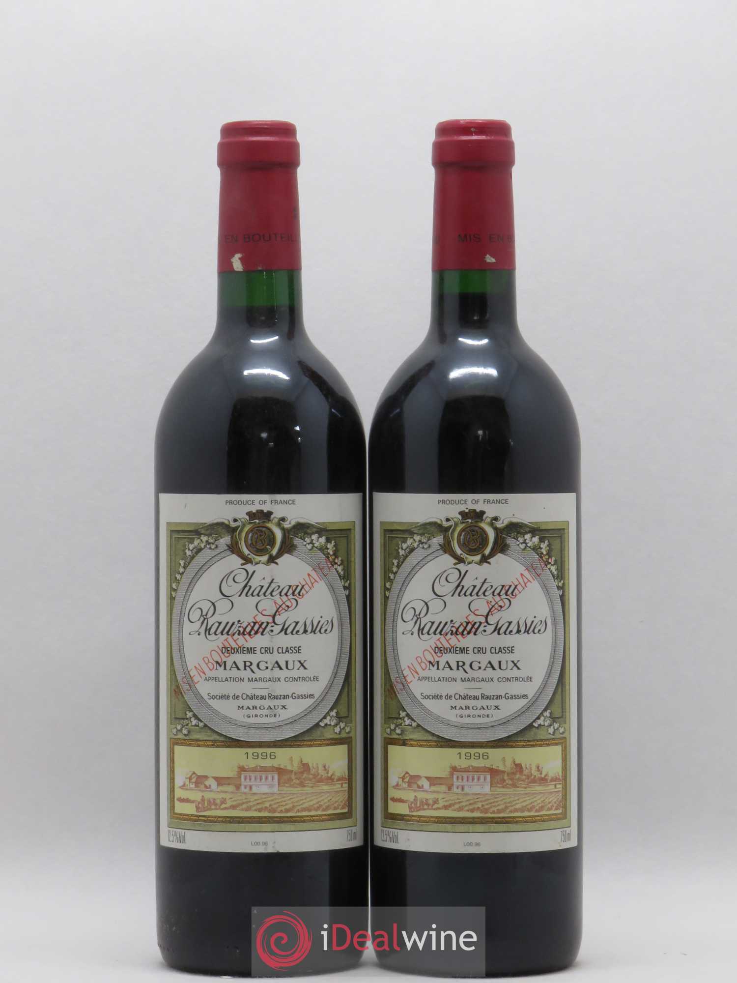 Château Rauzan-Gassies 2ème Grand Cru Classé 1996 - Lot de 2 bouteilles - 0