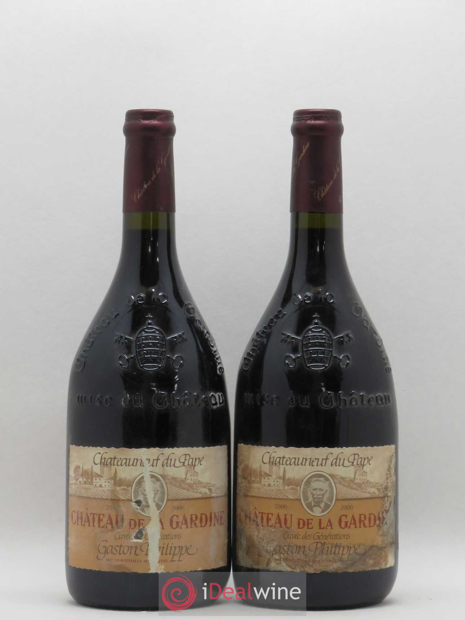 Châteauneuf-du-Pape Château de La Gardine Cuvée des Générations Gaston Philippe Famille Brunel Gaston Philippe 2000 - Lot de 2 bouteilles - 0