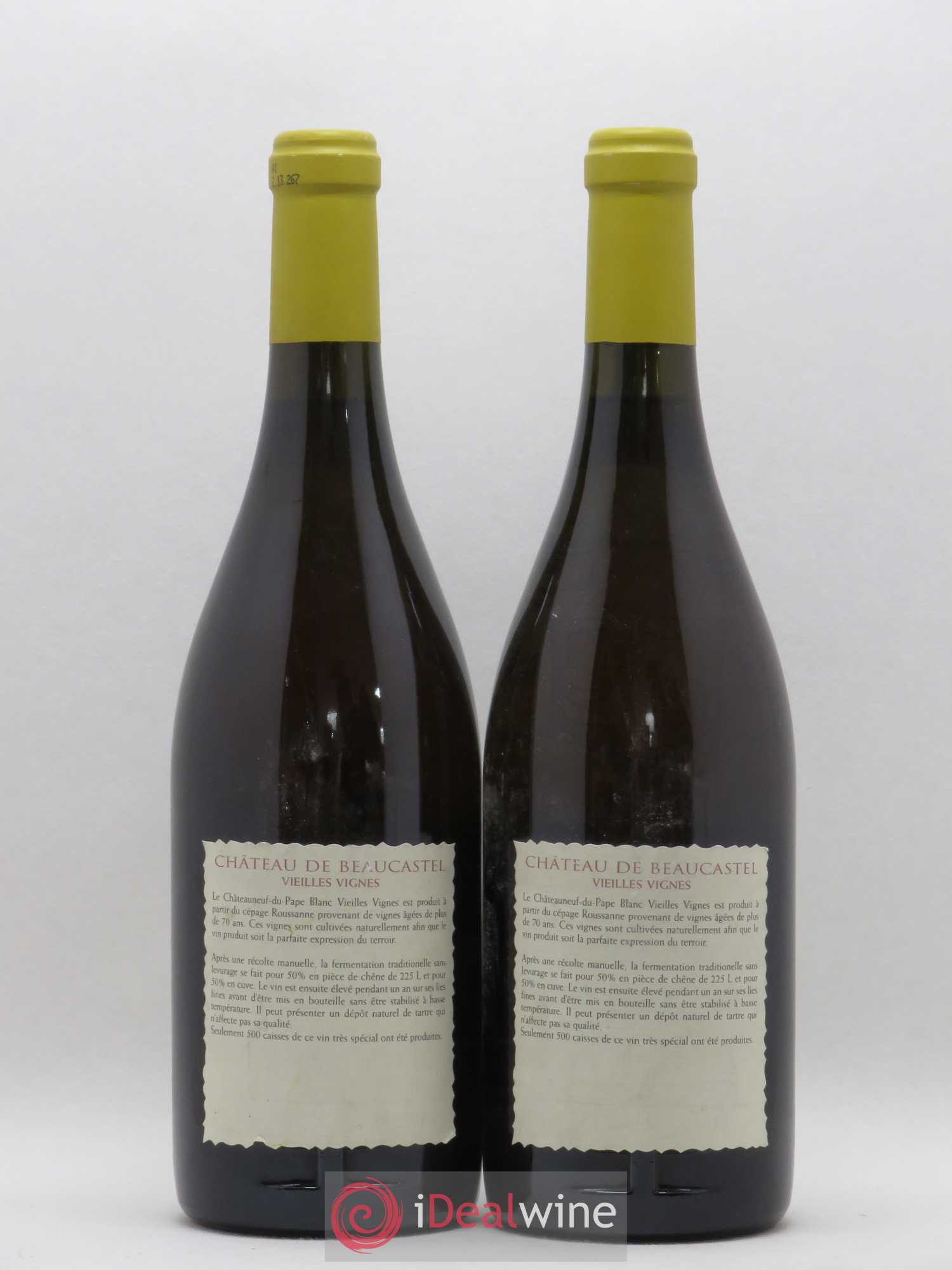 Châteauneuf-du-Pape Château de Beaucastel Vieilles vignes Roussanne Famille Perrin 2000 - Lot de 2 bouteilles - 1