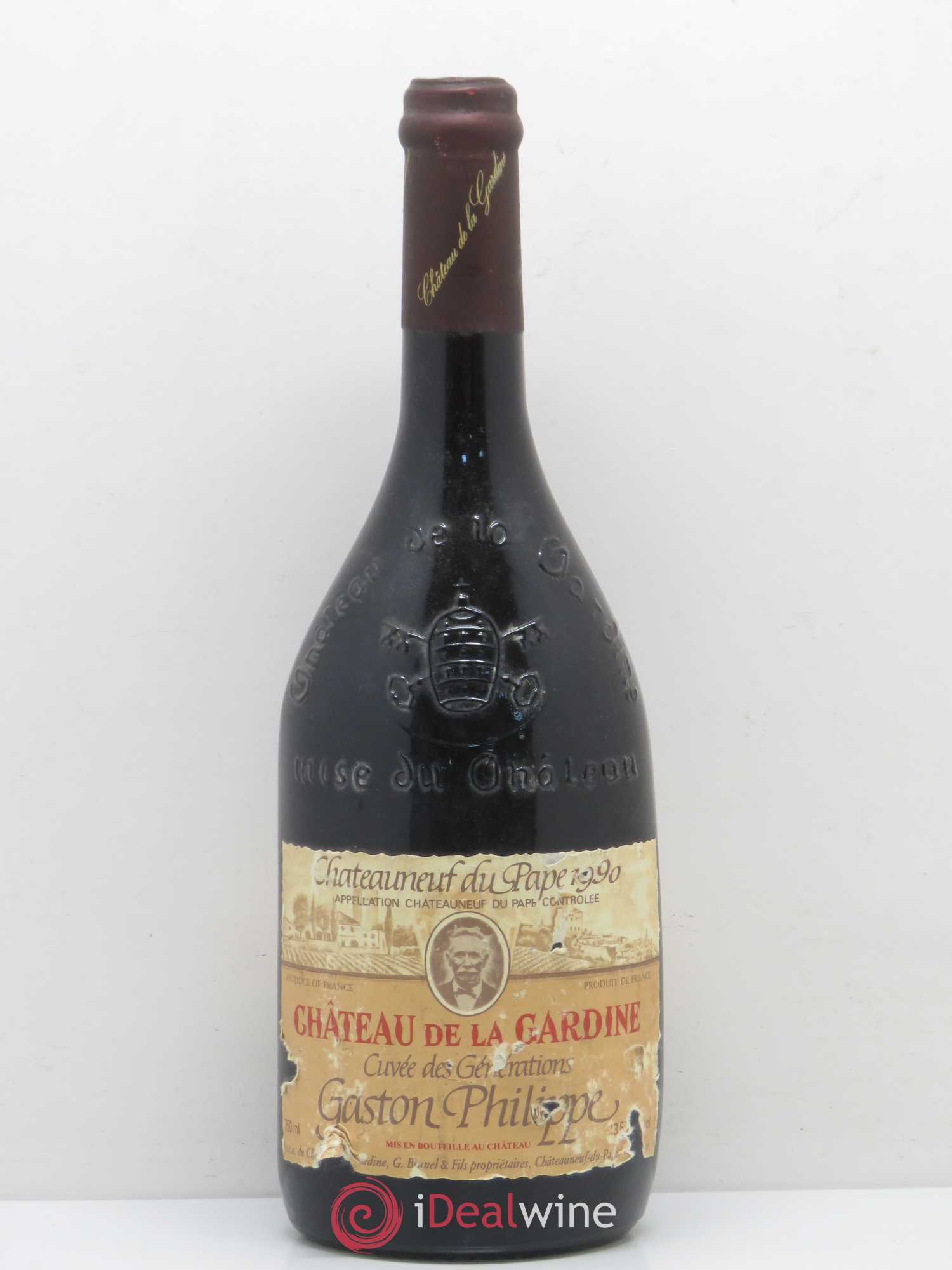 Châteauneuf-du-Pape Château de La Gardine Cuvée des Générations Gaston Philippe Famille Brunel 1990 - Lot de 1 bouteille - 0