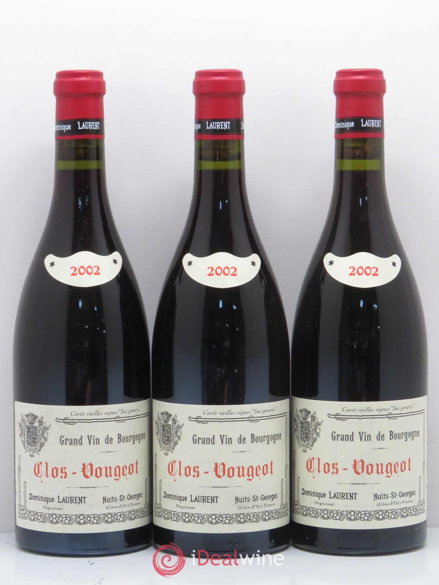 Clos de Vougeot Grand Cru Dominique Laurent Cuvée vieilles vignes Sui generis 2002 - Posten von 3 Flaschen - 0