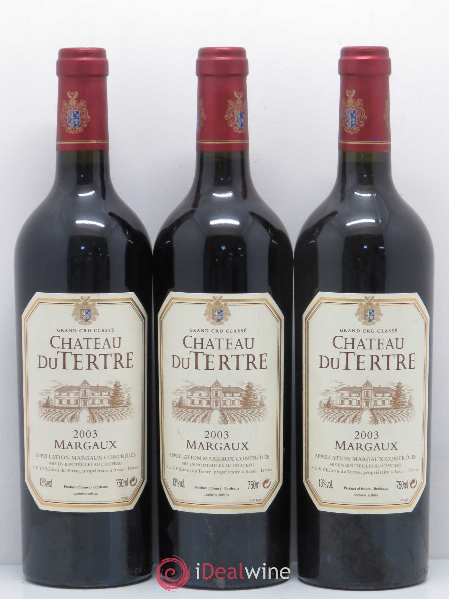 Château du Tertre 5ème Grand Cru Classé 2003 - Lot de 3 bouteilles - 0