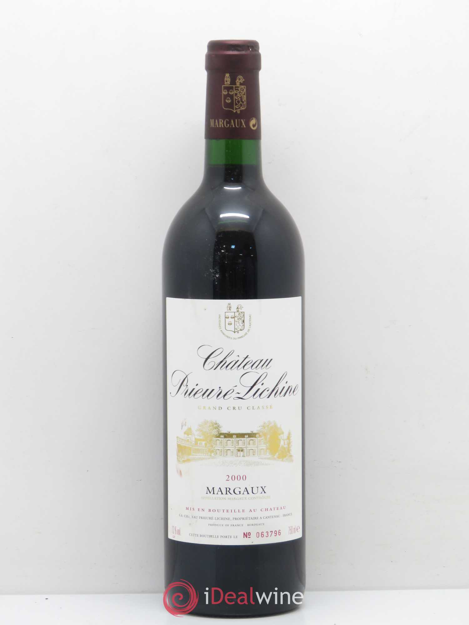 Château Prieuré Lichine 4ème Grand Cru Classé 2000 - Lot de 1 bouteille - 0