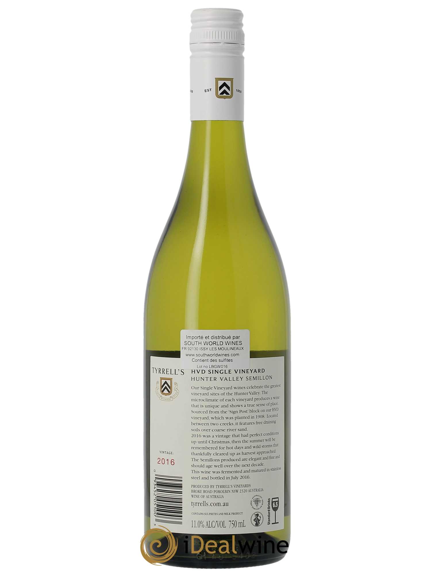 Hunter Valley Tyrrell's Wines Single vineyard HVD 2016 - Lot of 1 bottle - 1