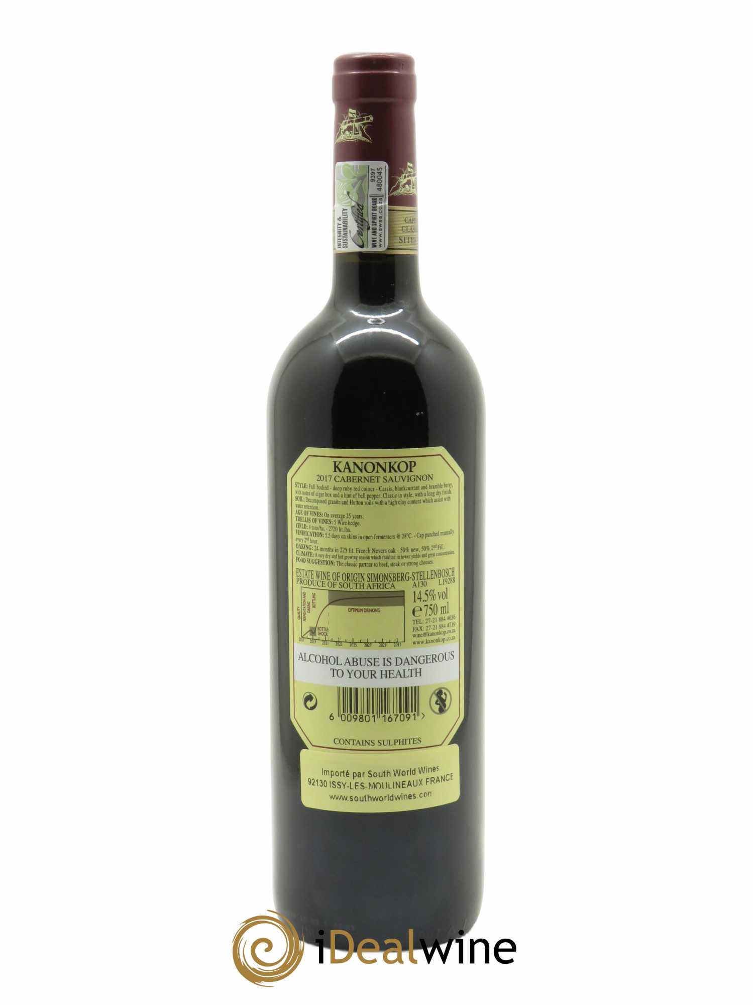 Stellenbosch Kanonkop Cabernet Sauvignon 2017 - Lot de 1 bouteille - 1
