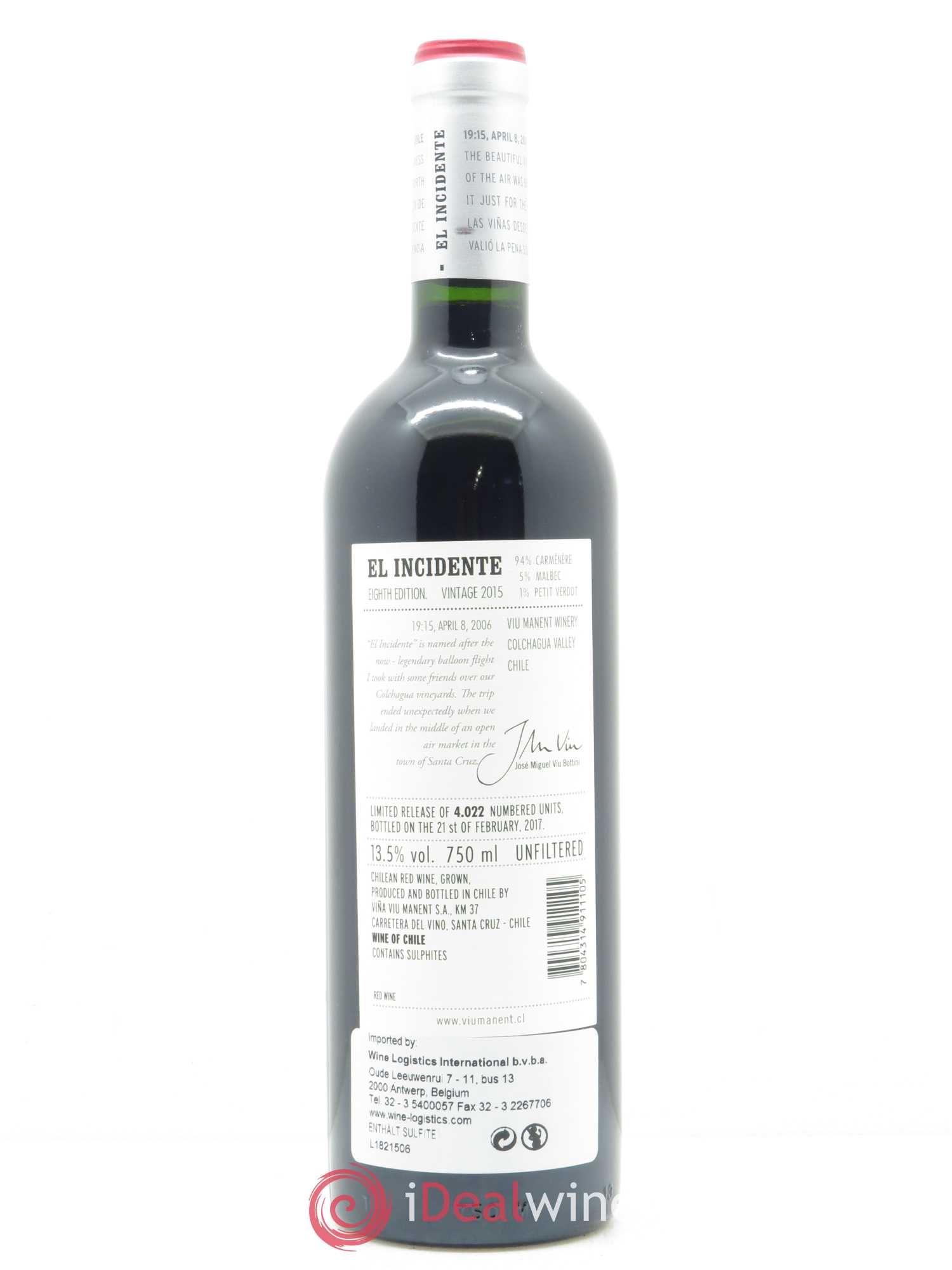 Colchagua Viu Manent El Incidente 2015 - Lot de 1 bouteille - 1