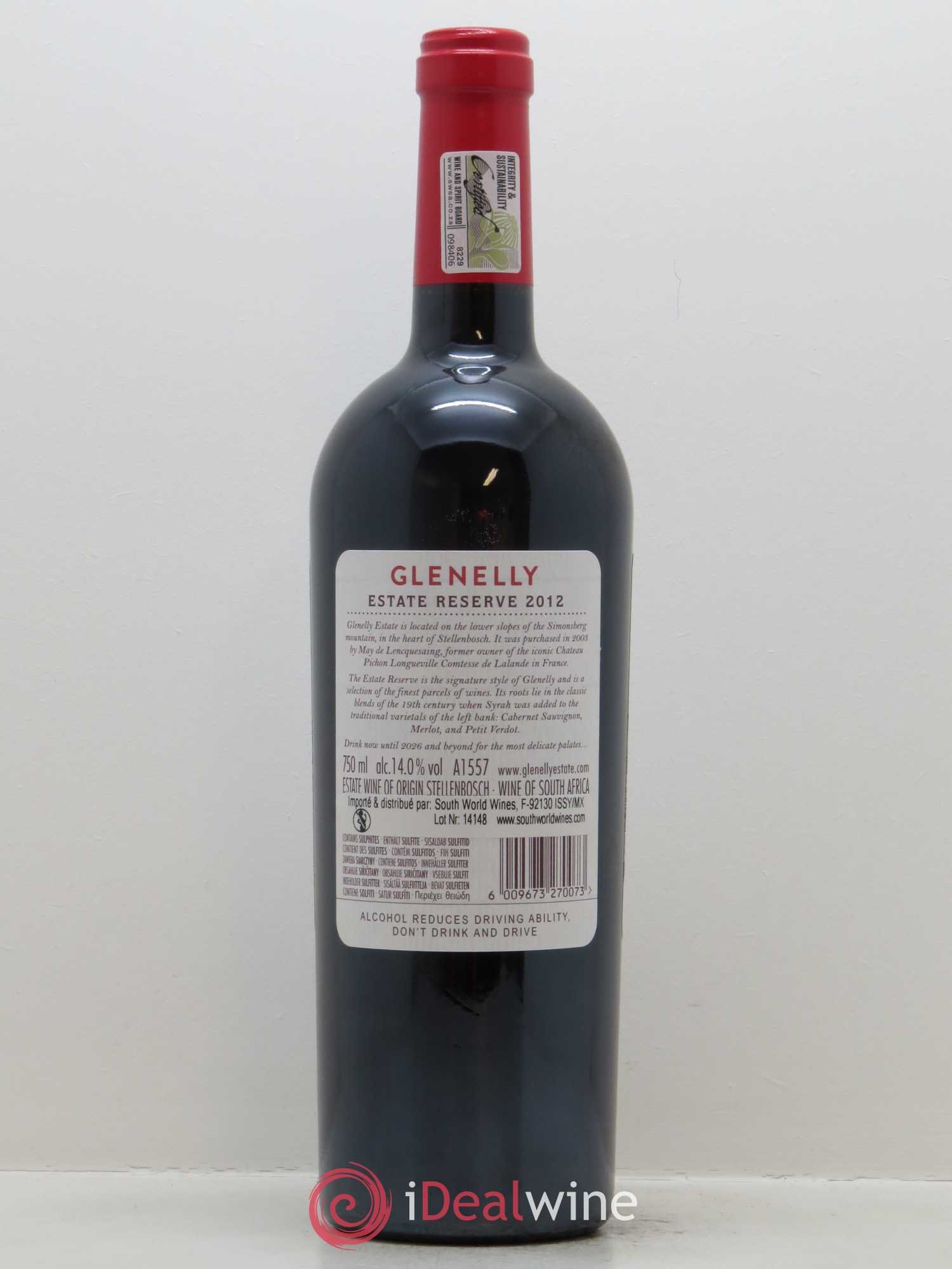 Stellenbosch Glenelly Estate Reserve Rouge 2012 - Lot de 1 bouteille - 1