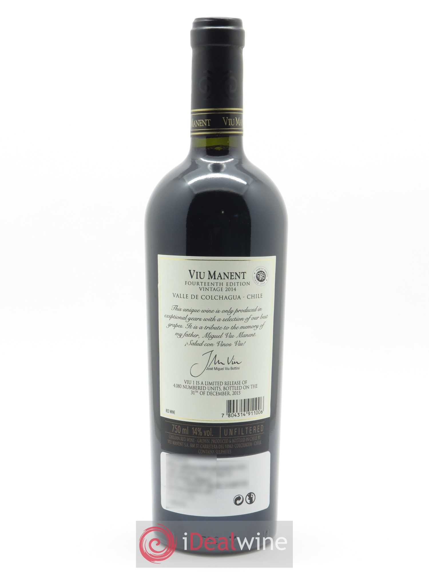 Colchagua Viu Manent Viu 1 2014 - Lot de 1 bouteille - 1