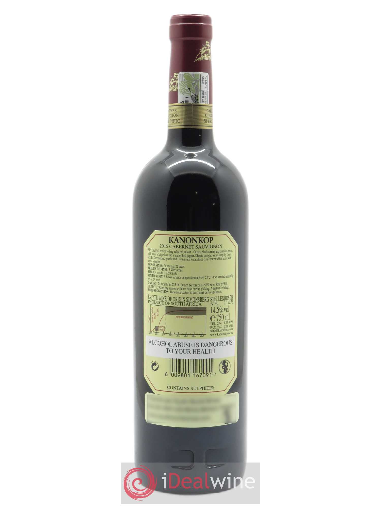 Stellenbosch Kanonkop Cabernet Sauvignon 2015 - Lot de 1 bouteille - 1