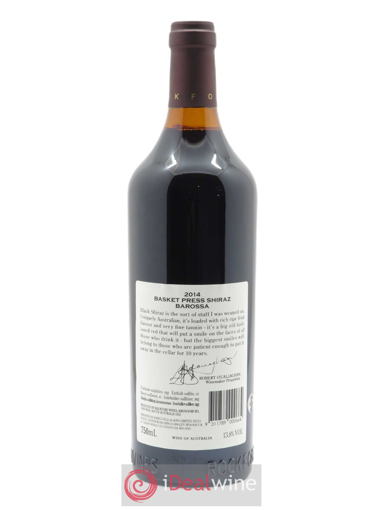 Barossa Valley Rockford Basket Press Shiraz 2014 - Lot de 1 bouteille - 1