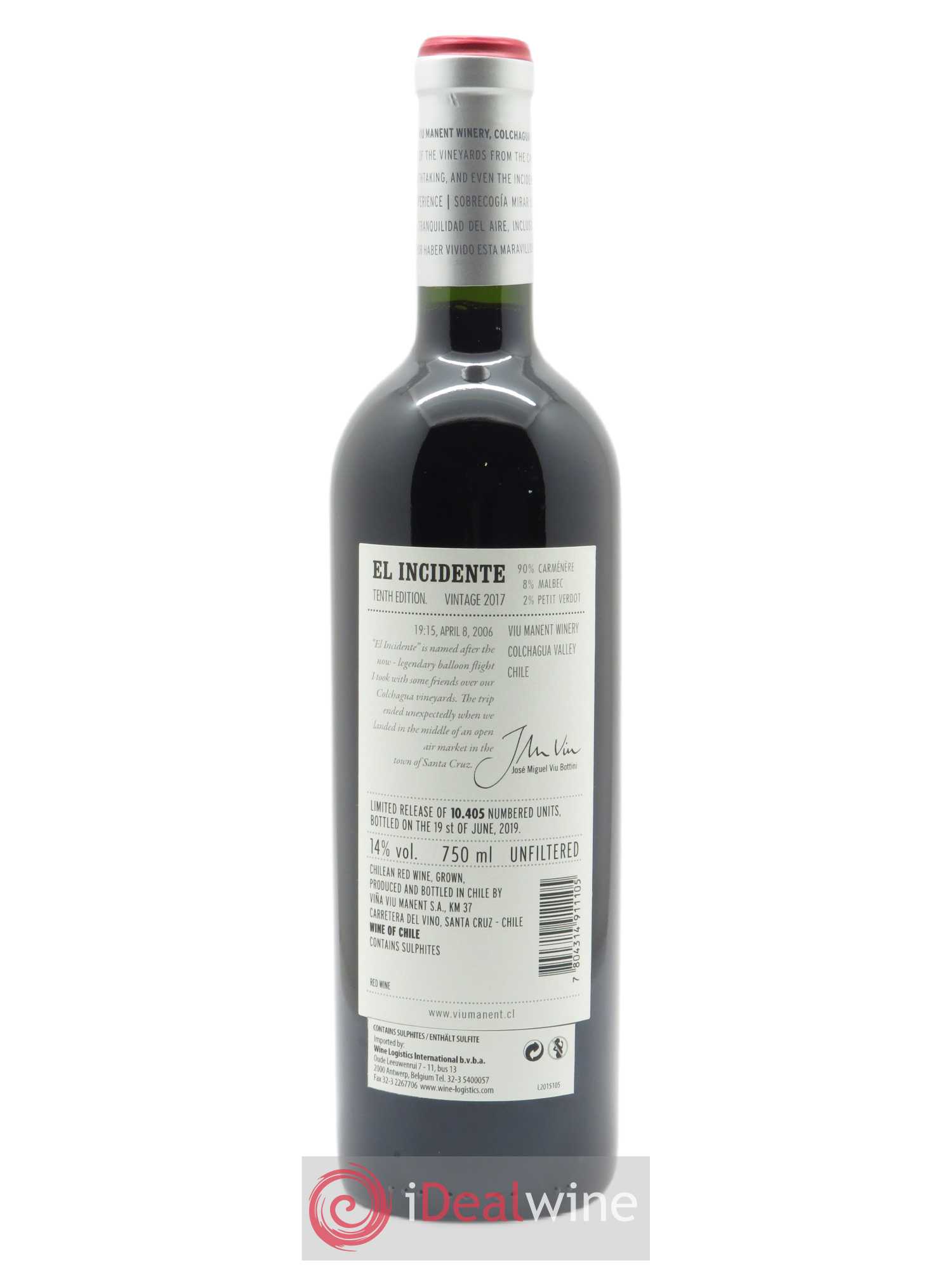 Colchagua Viu Manent El Incidente 2017 - Lot de 1 bouteille - 1