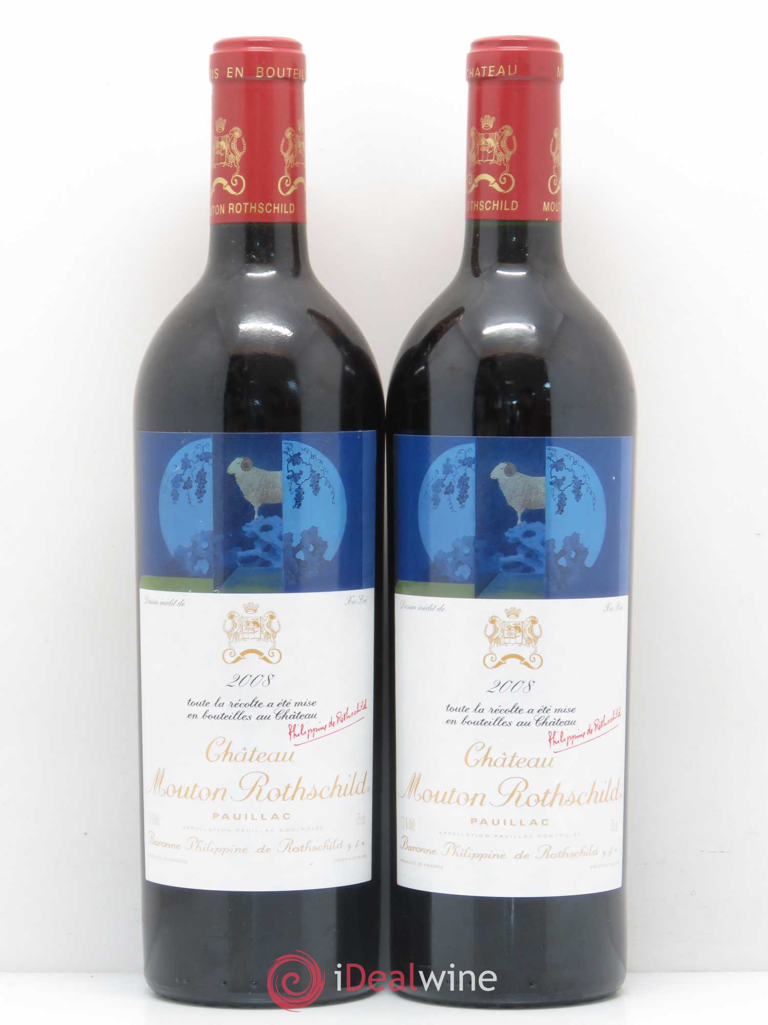 Château Mouton Rothschild 1er Grand Cru Classé 2008 - Lot de 2 bouteilles - 0