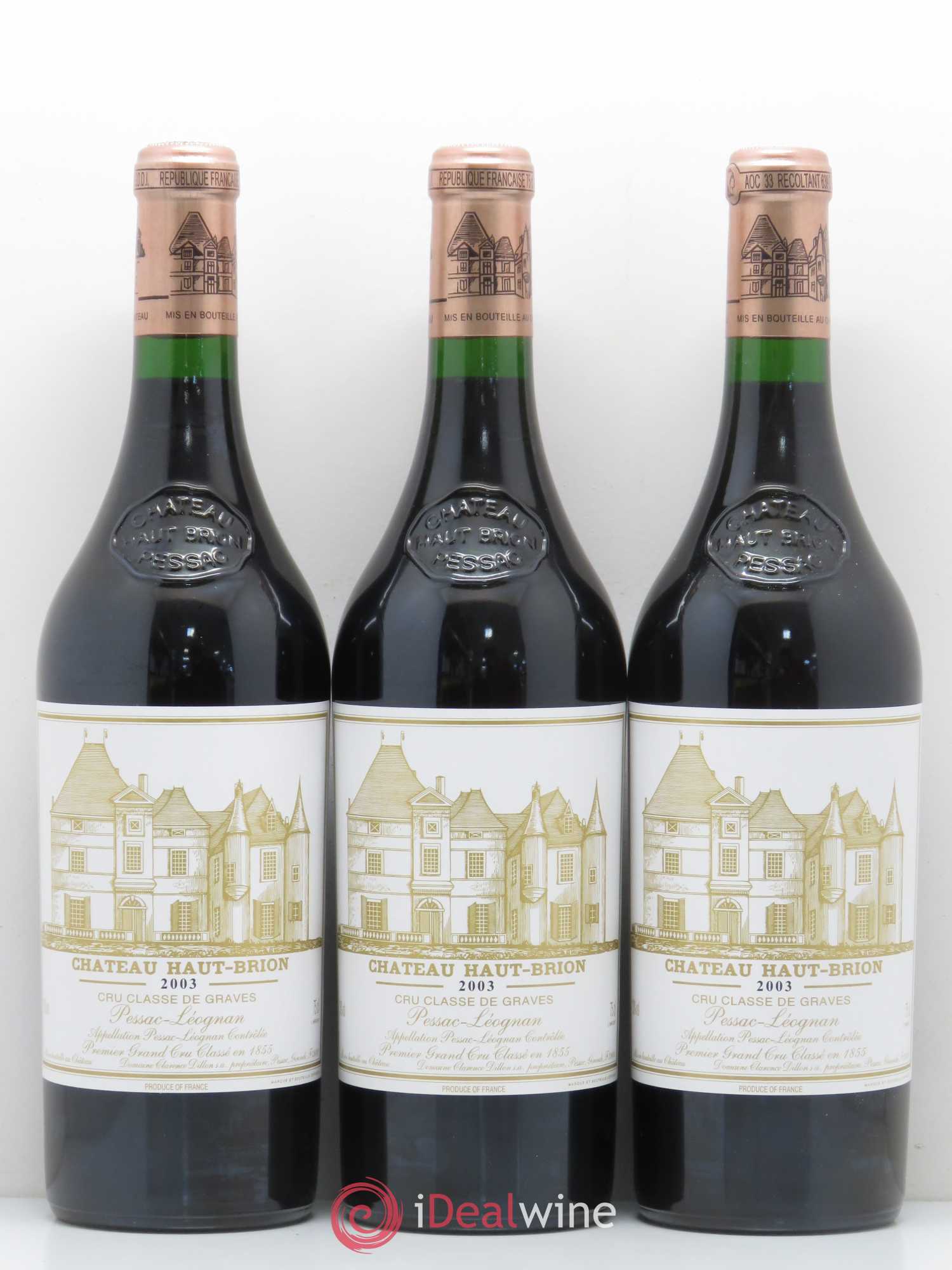 Château Haut Brion 1er Grand Cru Classé 2003 - Lot de 3 bouteilles - 0