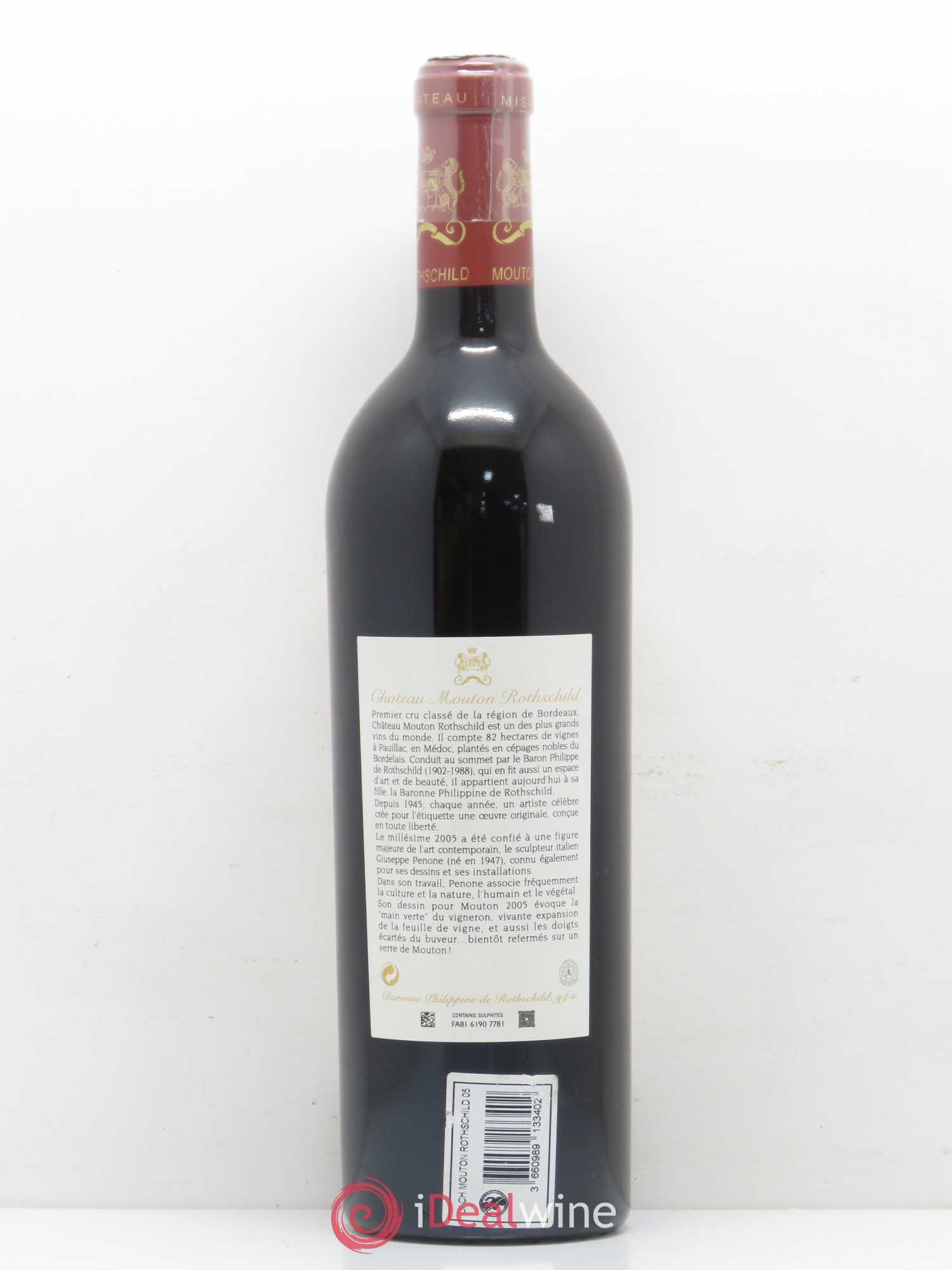 Château Mouton Rothschild 1er Grand Cru Classé 2005 - Lot de 1 bouteille - 1
