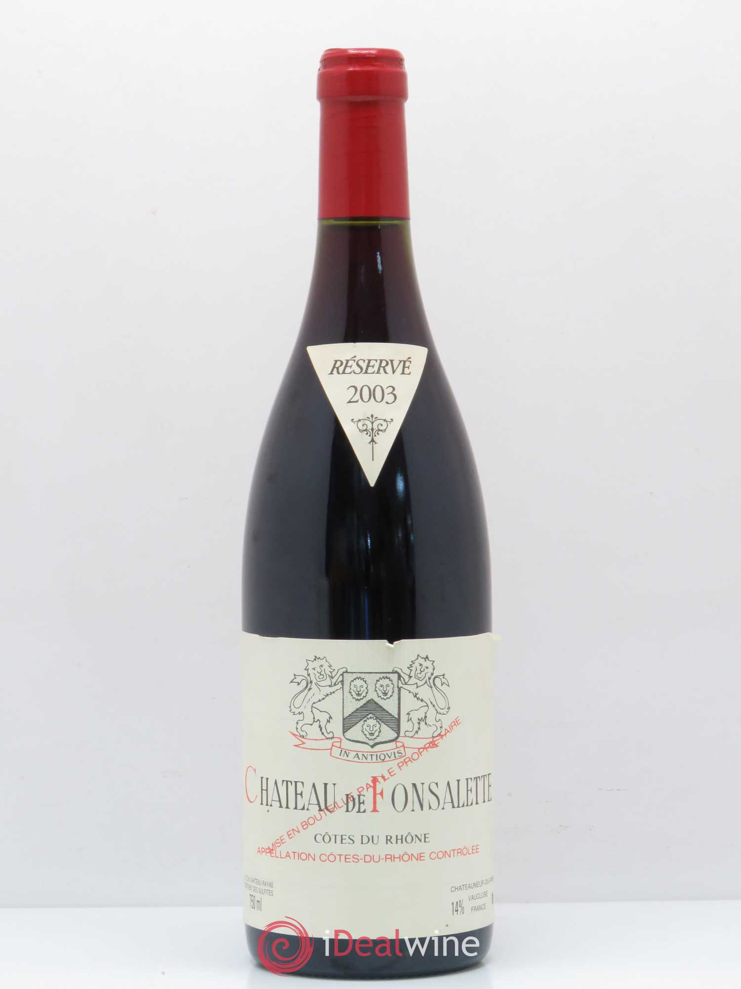 Côtes-du-Rhône Château de Fonsalette Emmanuel Reynaud 2003 - Lot de 1 bouteille - 0