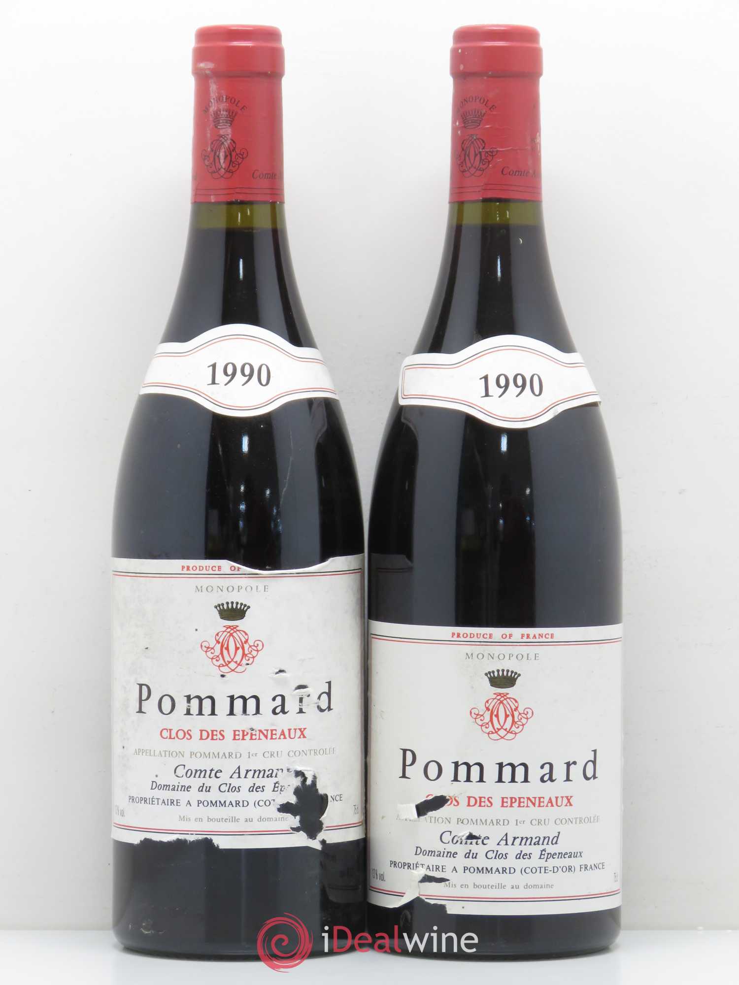 Pommard 1er Cru Clos des Epeneaux Comte Armand 1990 - Lot de 2 bouteilles - 0