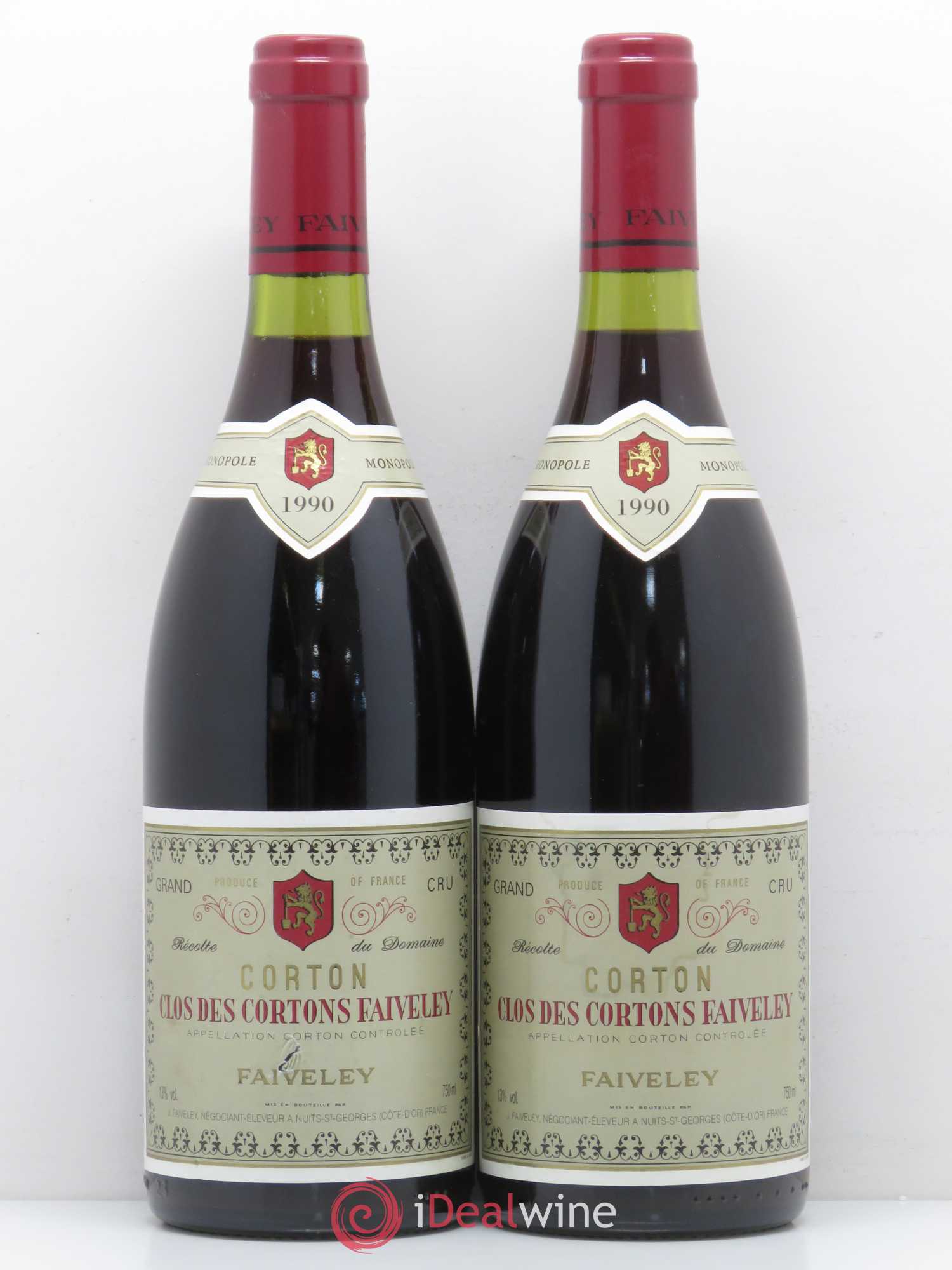 Corton Grand Cru Clos des Cortons Faiveley 1990 - Lot de 2 bouteilles - 0