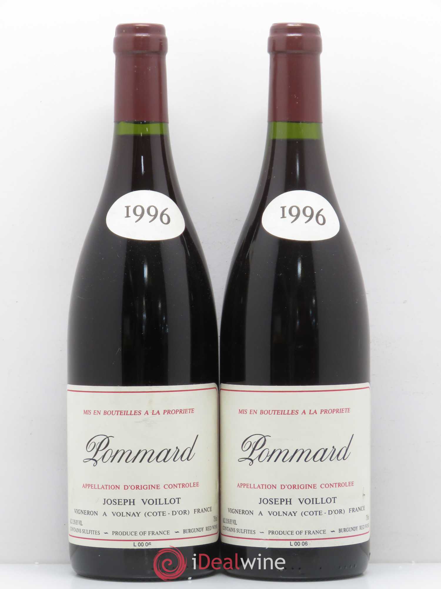 Pommard Joseph Voillot 1996 - Lot de 2 bouteilles - 0