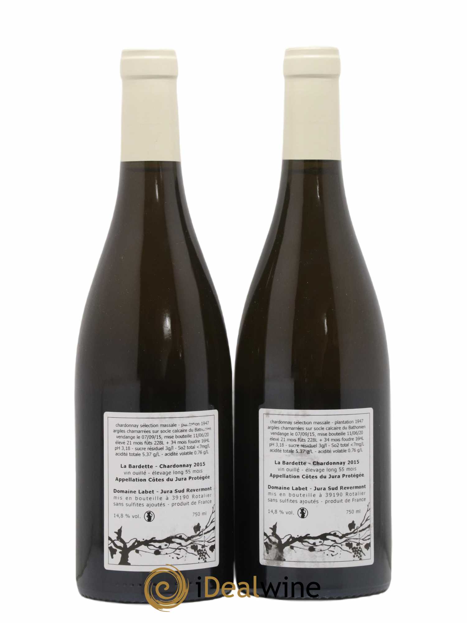 Côtes du Jura Chardonnay La Bardette Romain - Julien - Charline Labet 2015 - Lot de 2 bouteilles - 1