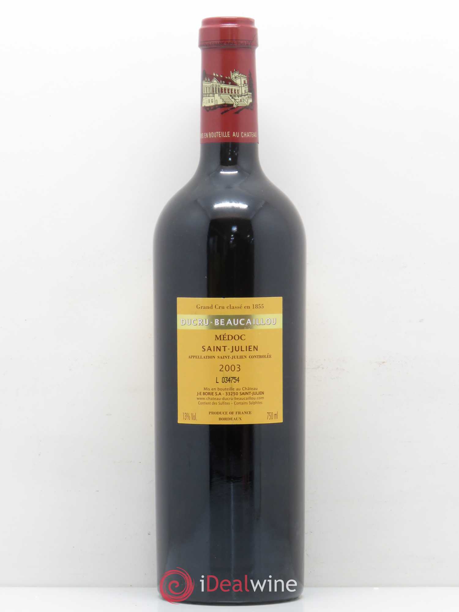 Château Ducru Beaucaillou 2ème Grand Cru Classé 2003 - Lot de 1 bouteille - 1