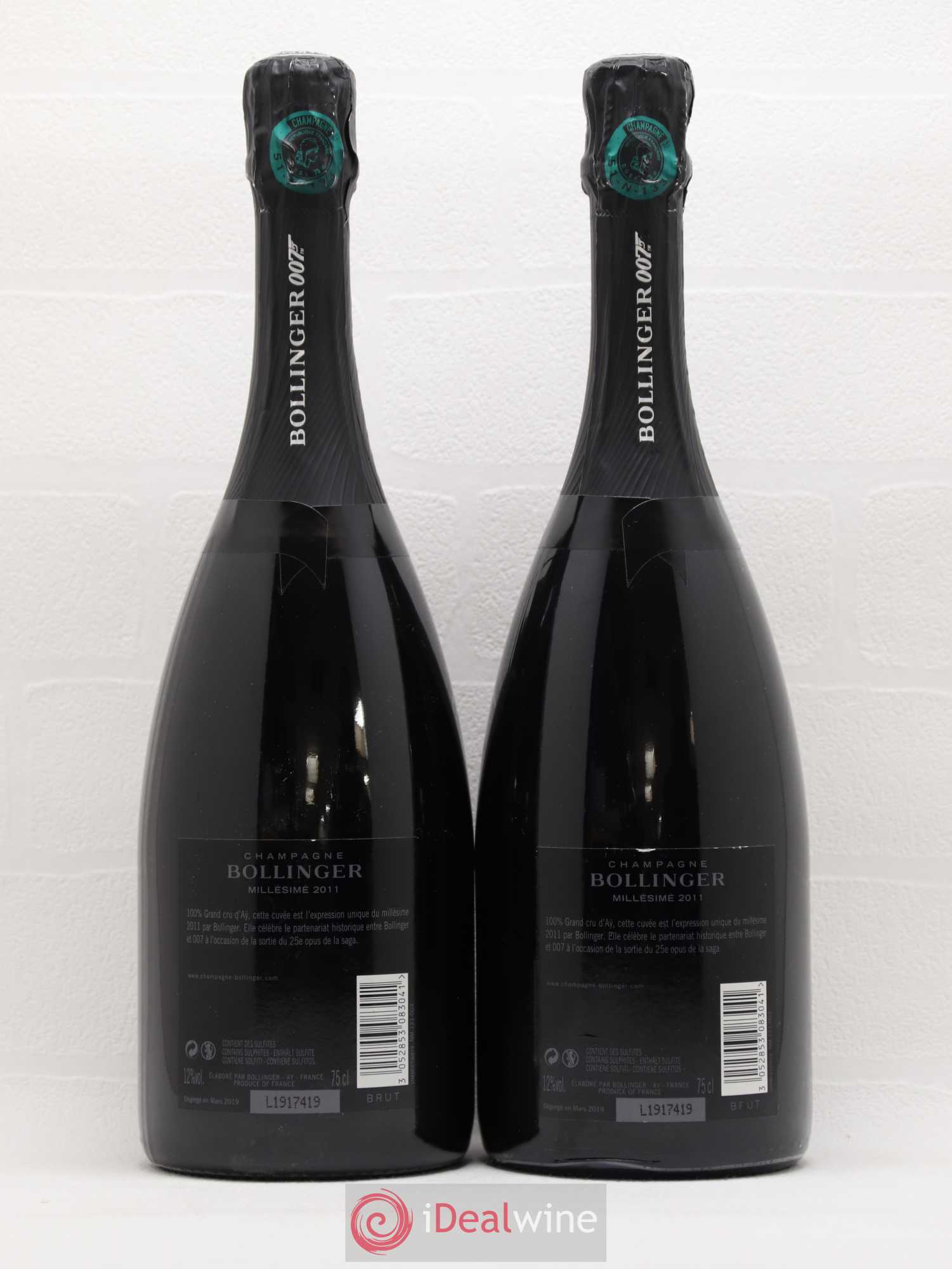 James Bond 007 Bollinger Brut 2011 - Lot of 2 bottles - 1
