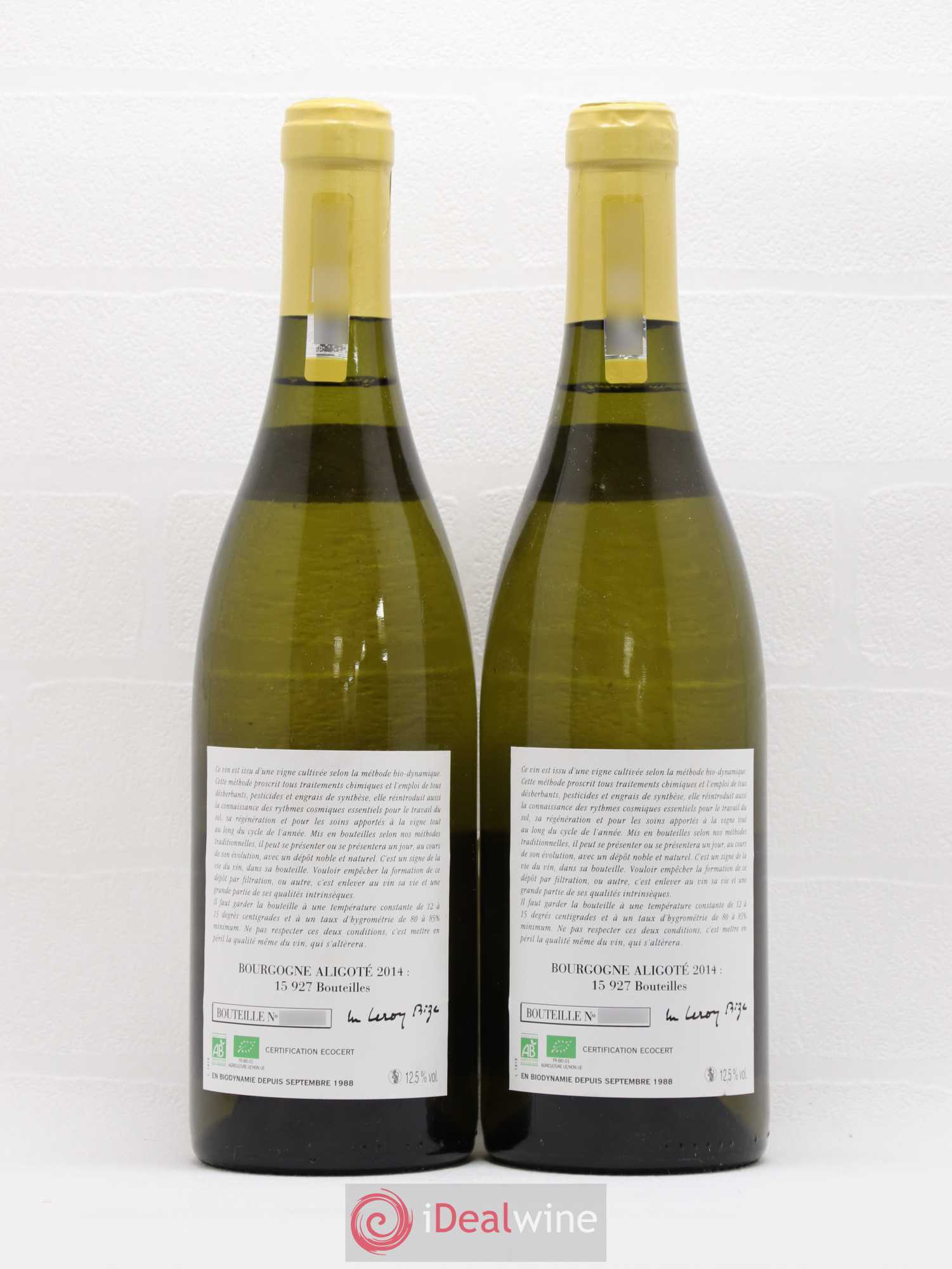 Bourgogne Aligoté Leroy (Domaine) 2014 - Lot de 2 bouteilles - 1