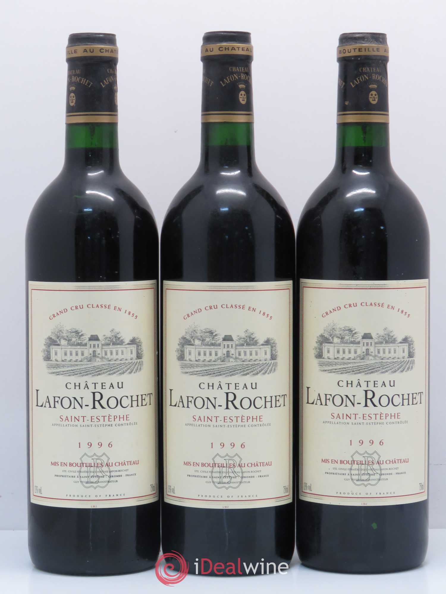Château Lafon Rochet 4ème Grand Cru Classé 1996 - Lot de 3 bouteilles - 0
