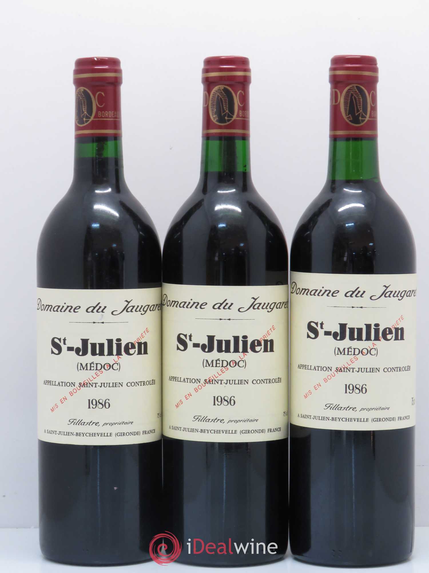 Bordeaux Domaine de Jaugaret 1986 - Lot de 3 bouteilles - 0