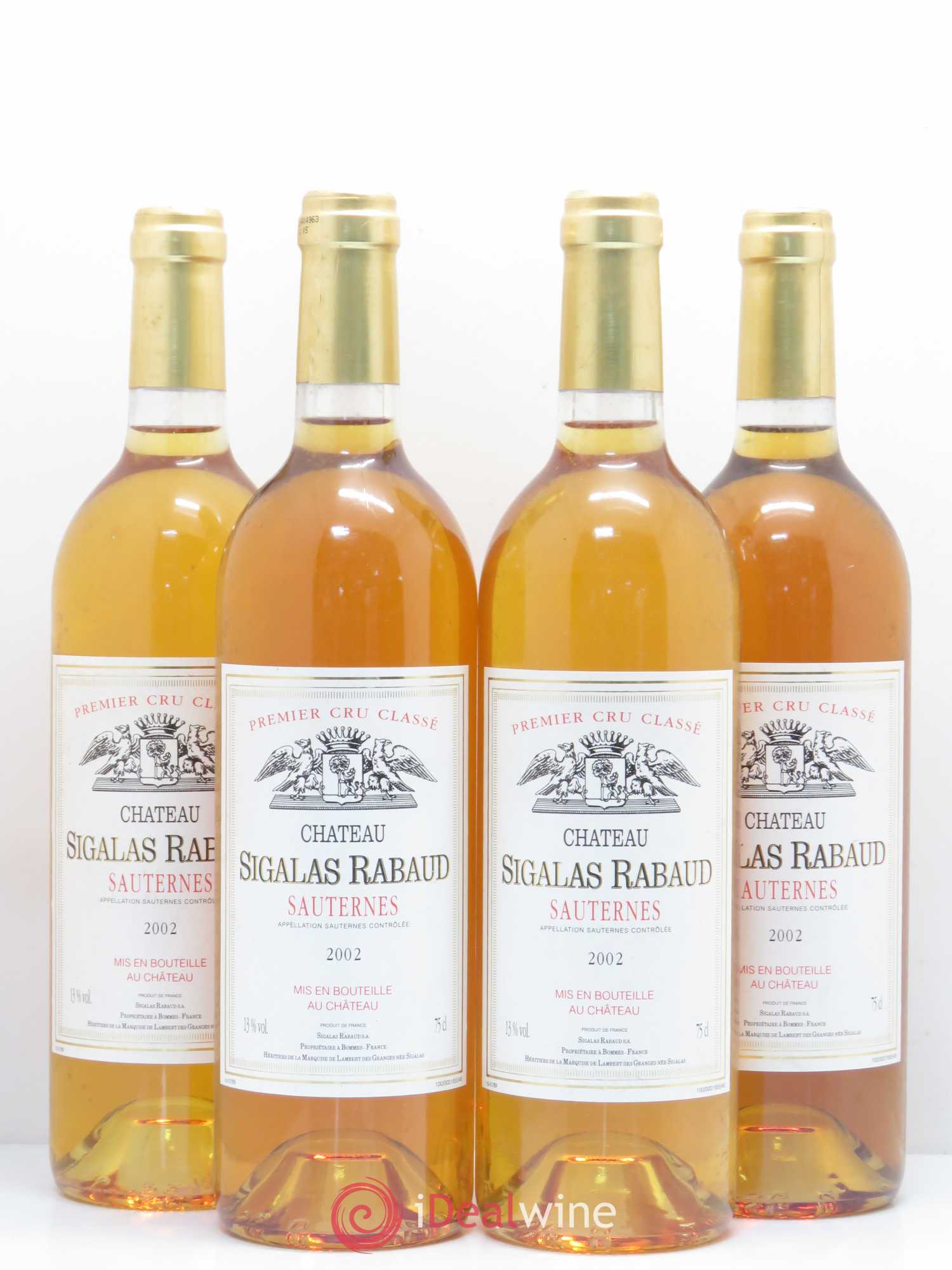 Château Sigalas Rabaud 1er Grand Cru Classé 2002 - Lotto di 4 bottiglie - 0