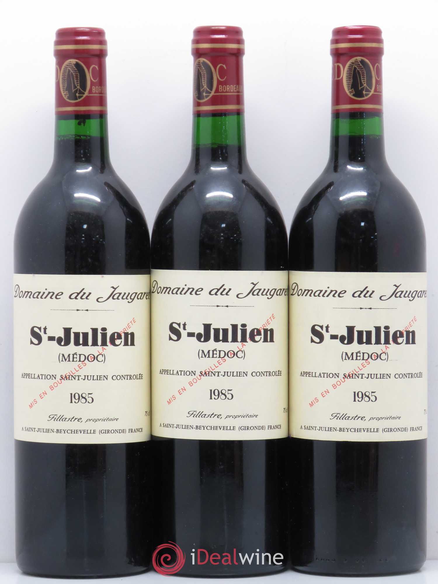 Saint-Julien Domaine du Jaugaret 1985 - Lot de 3 bouteilles - 0