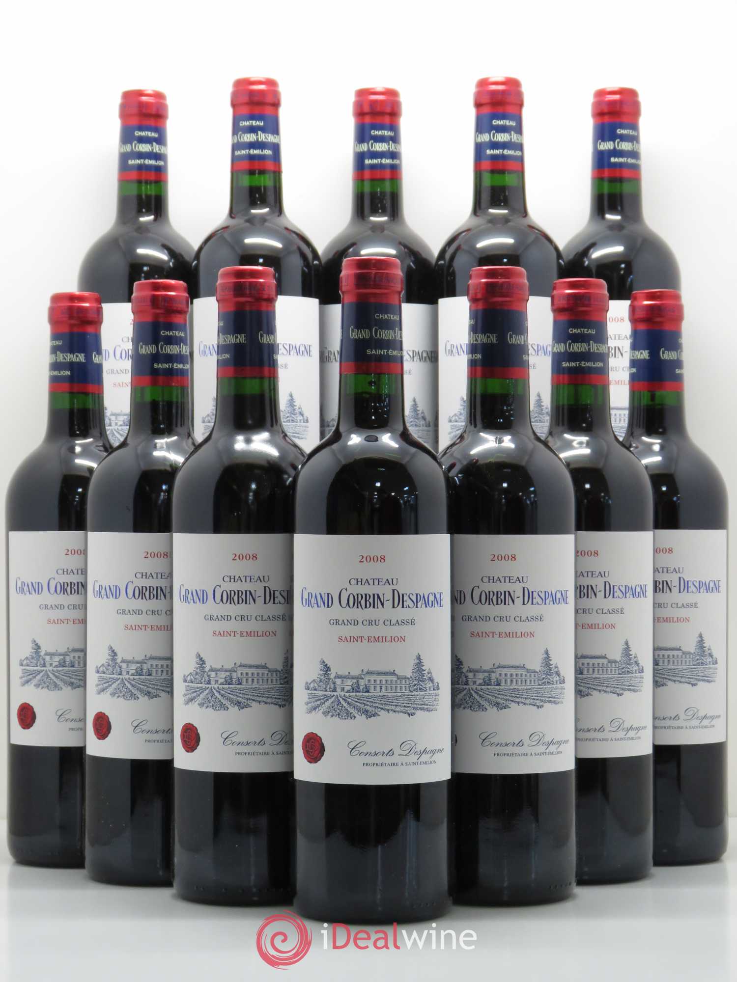 Château Grand Corbin Despagne Grand Cru Classé 2008 - Lot de 12 bouteilles - 0