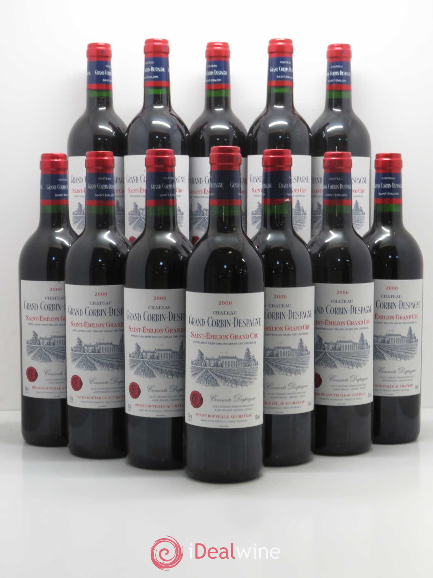 Château Grand Corbin Despagne Grand Cru Classé 2000 - Lot de 12 bouteilles - 0