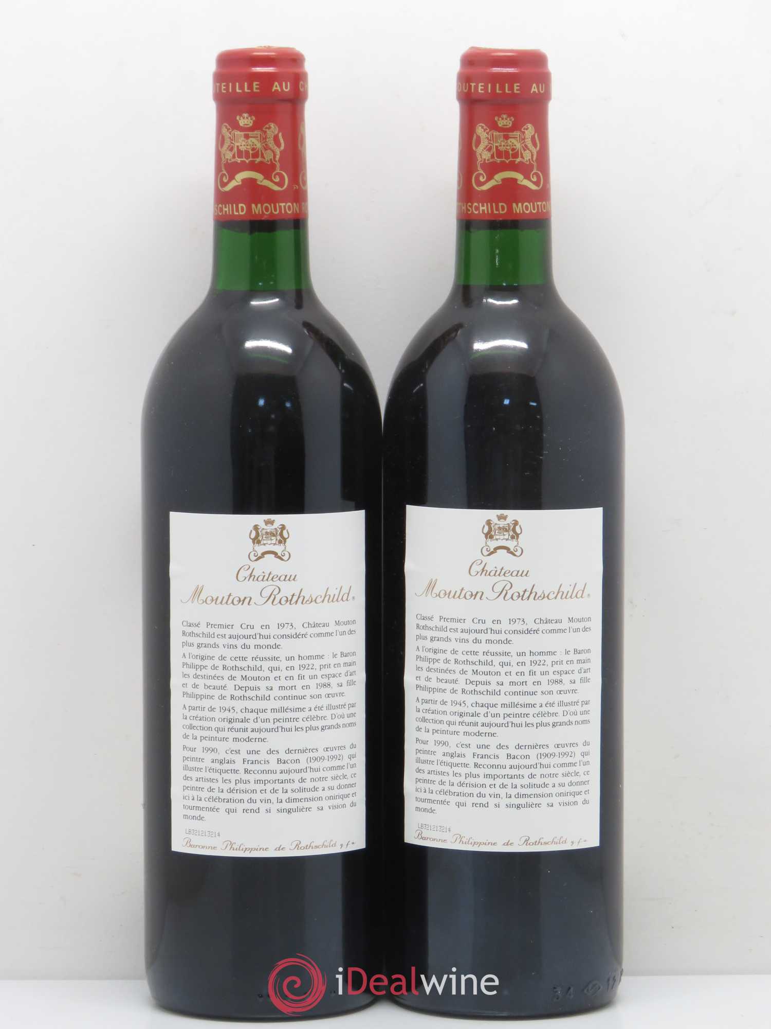 Château Mouton Rothschild 1er Grand Cru Classé 1990 - Lot de 2 bouteilles - 1