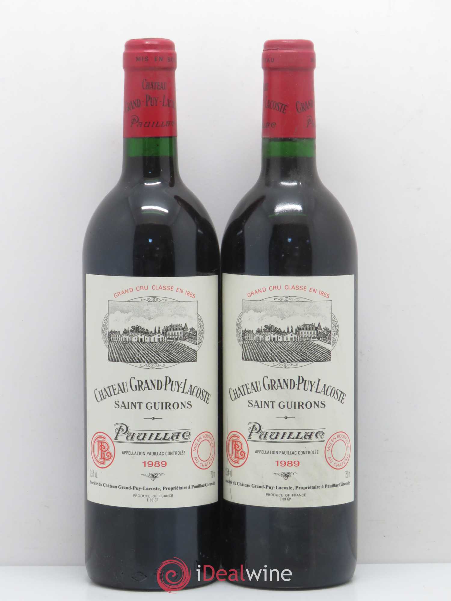Château Grand Puy Lacoste 5ème Grand Cru Classé 1989 - Lot de 2 bouteilles - 0