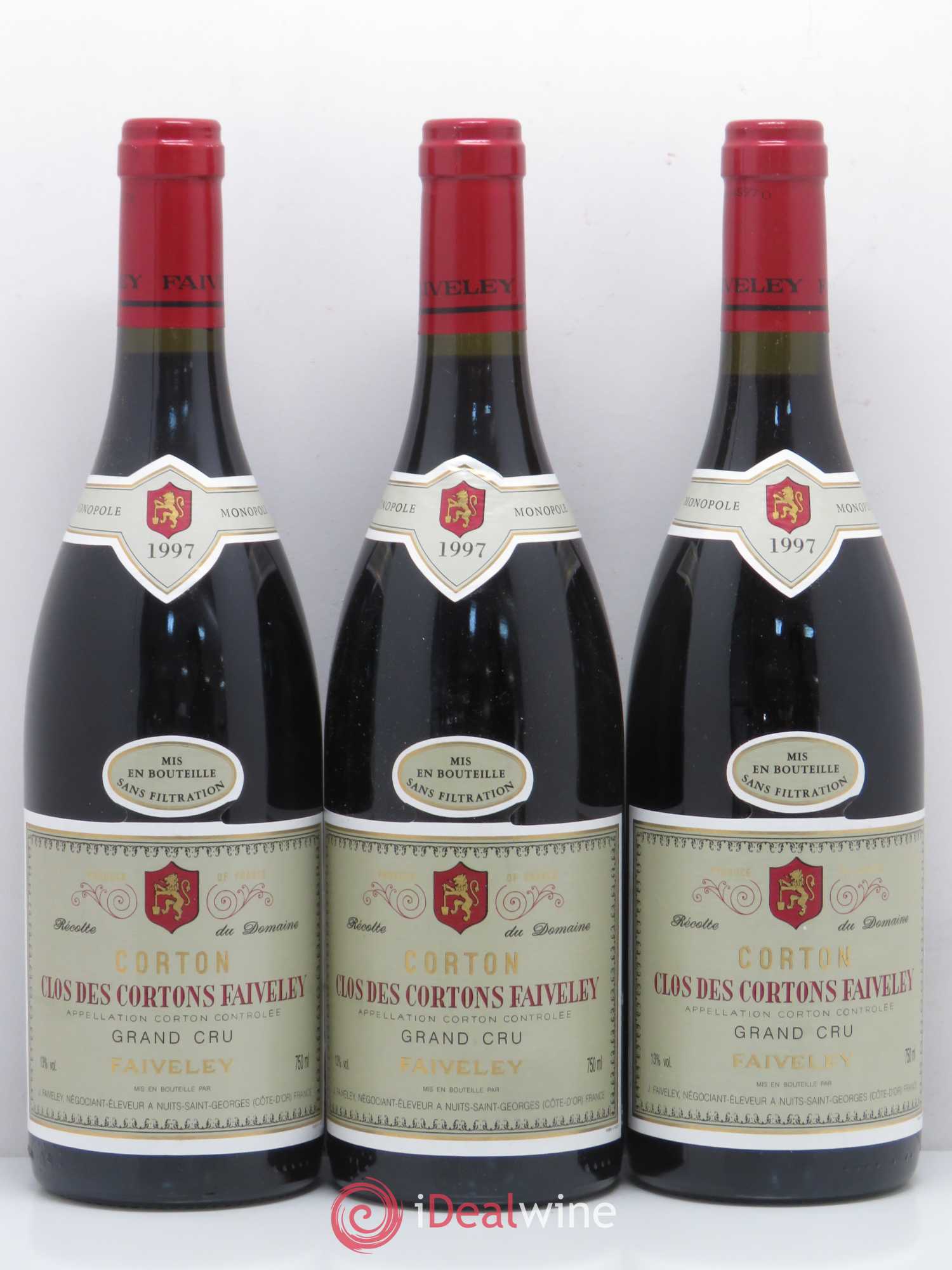 Corton Grand Cru Clos des Cortons Faiveley 1997 - Lot de 3 bouteilles - 0